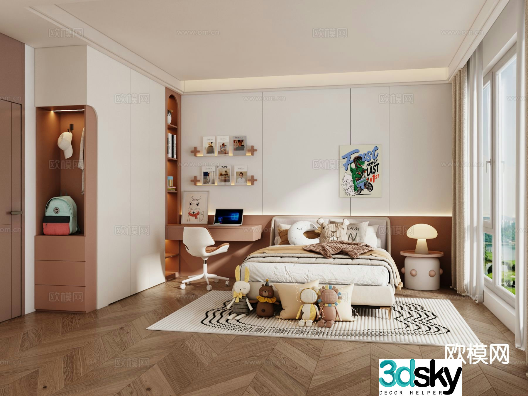 Cream style children’s room kid’s room teen room 3D model