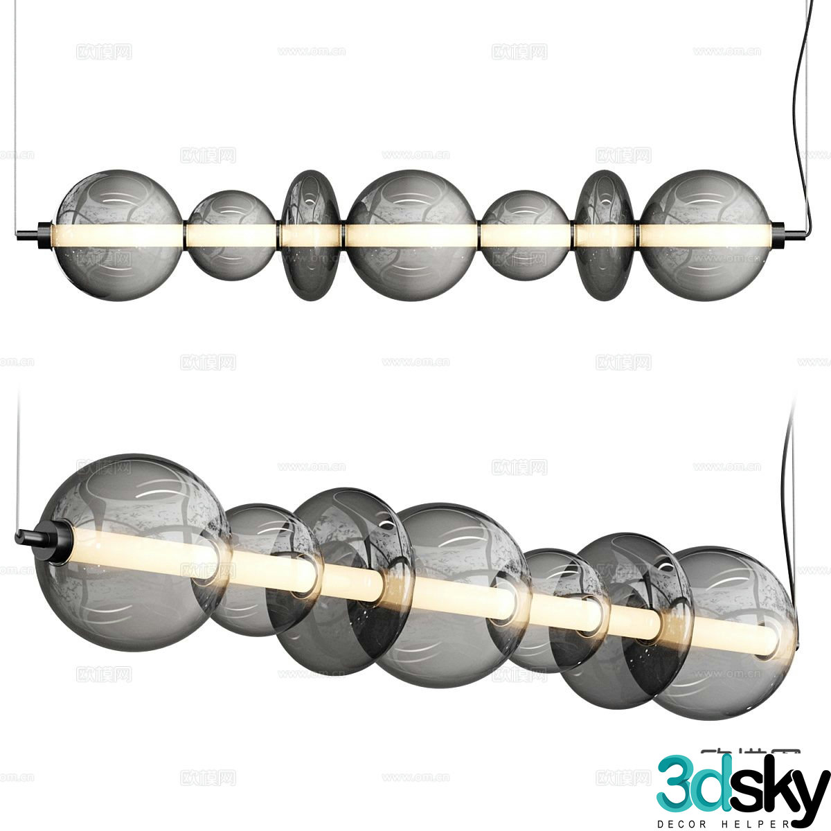 Modern glass chandelier 3d model