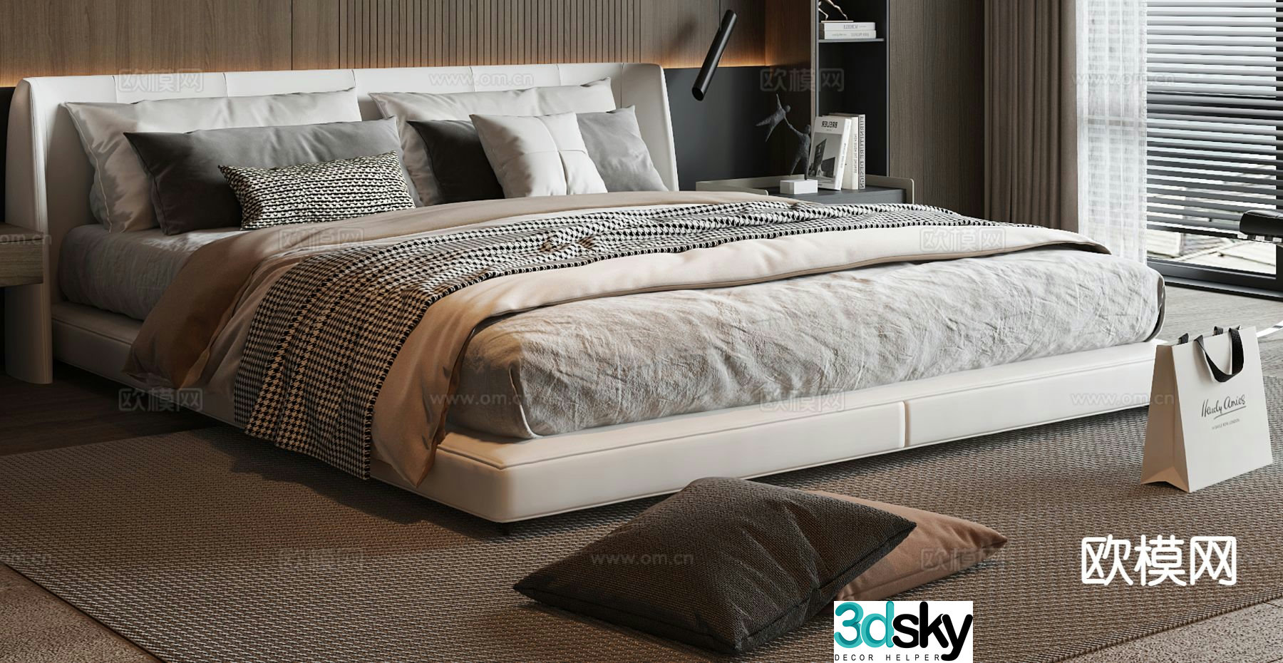 Modern double bed 3d model