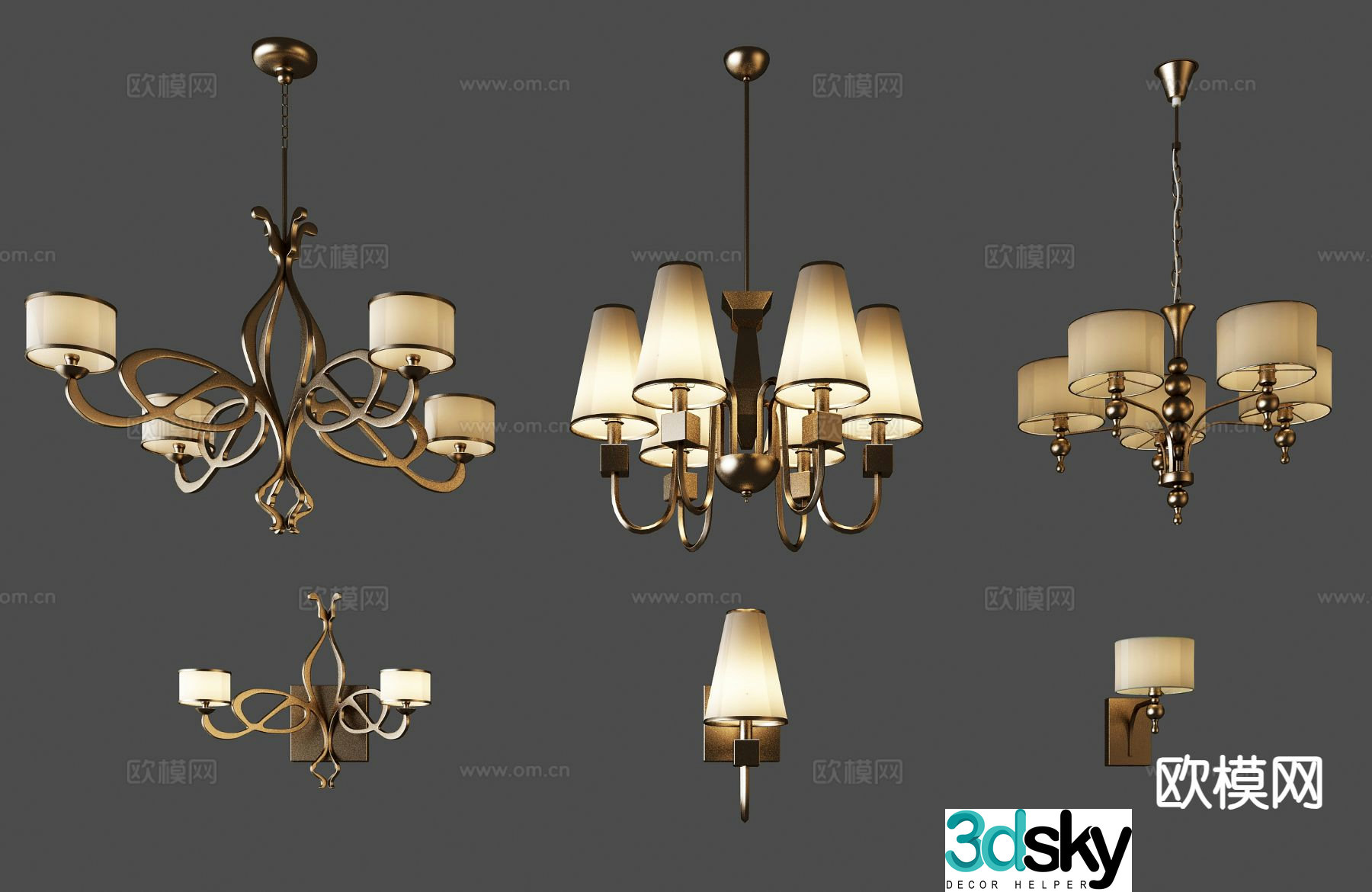 Simple European chandelier hall chandelier 3d model