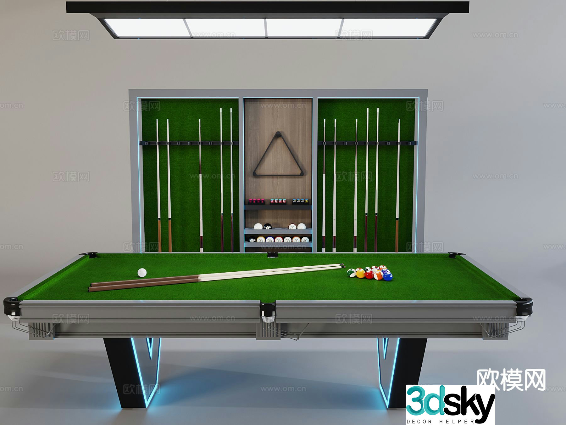 Modern pool table billiards 3d model