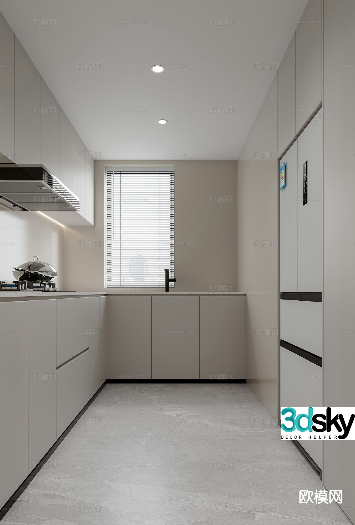 Simple U-shaped kitchen 3d model
