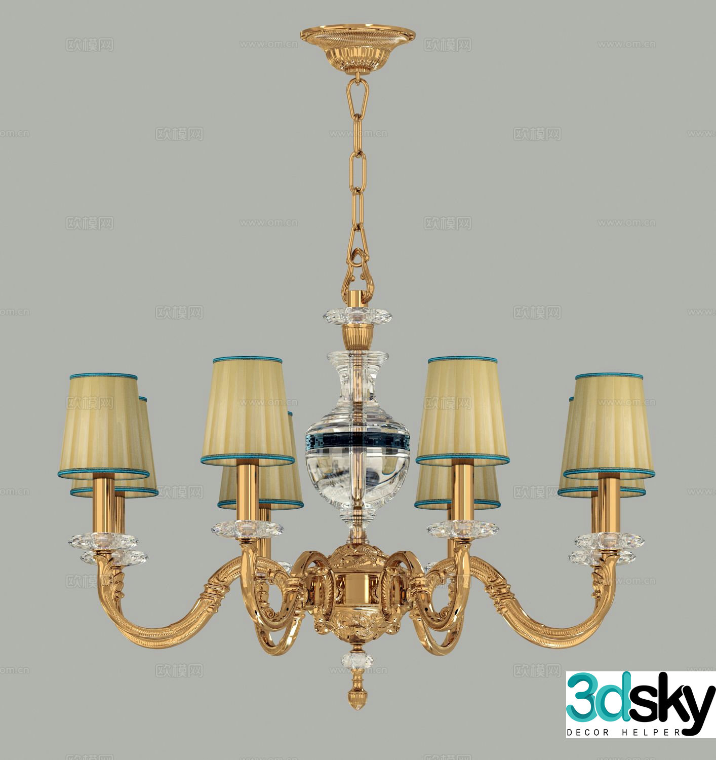 European style chandelier hall chandelier 3d model