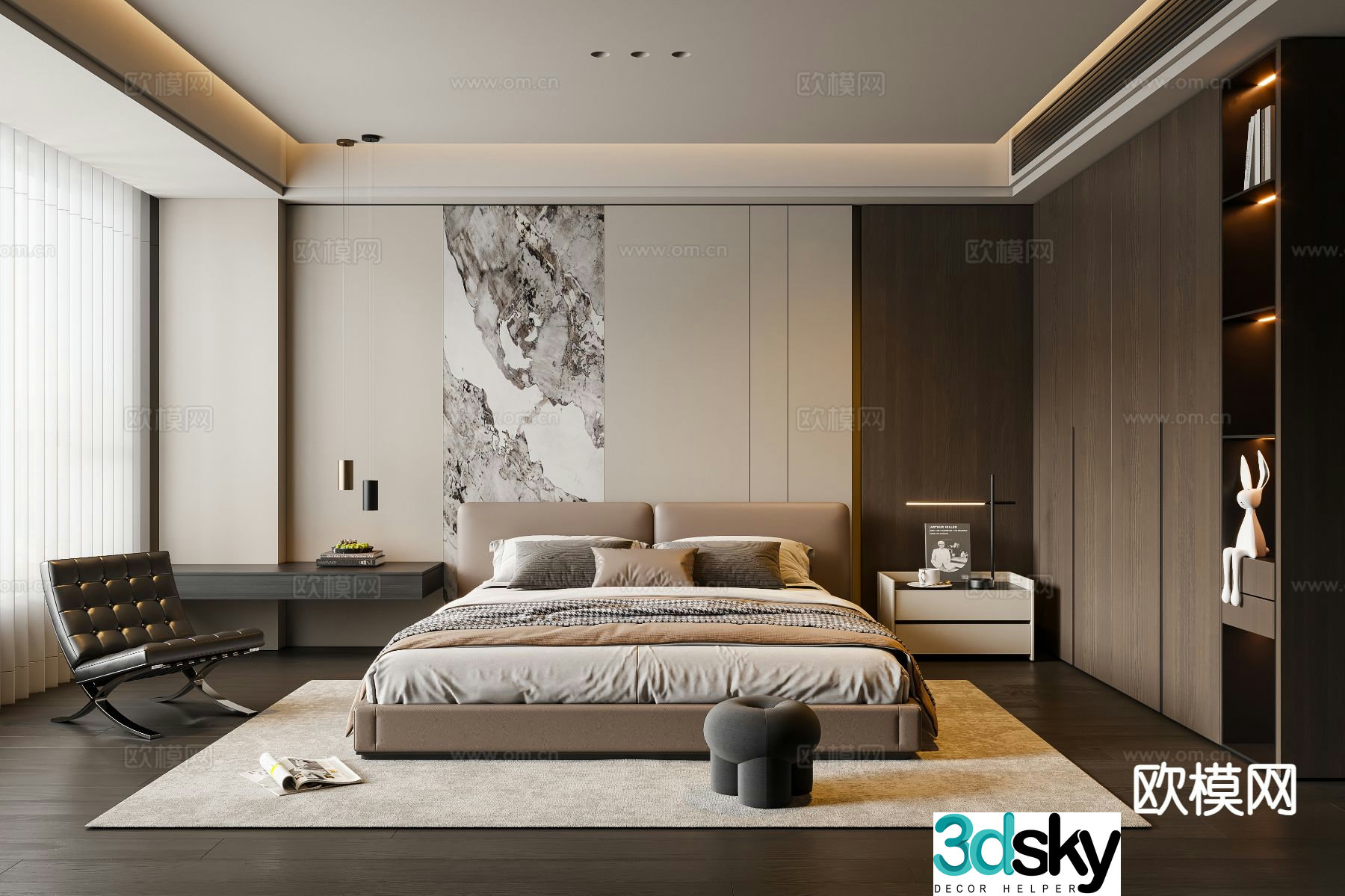 Italian style bedroom master bedroom 3d model