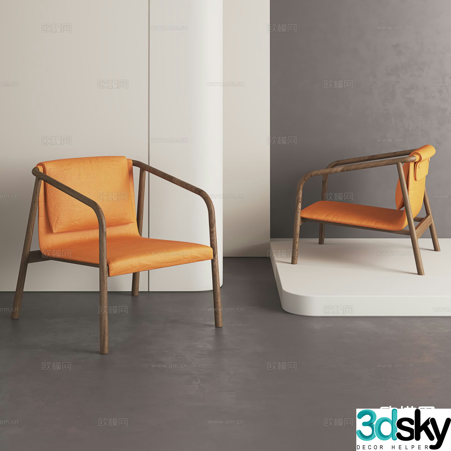Nordic chair leisure chair 3d model