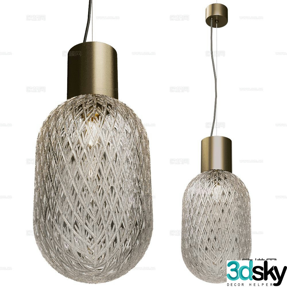 Il Fanale glass chandelier 3d model