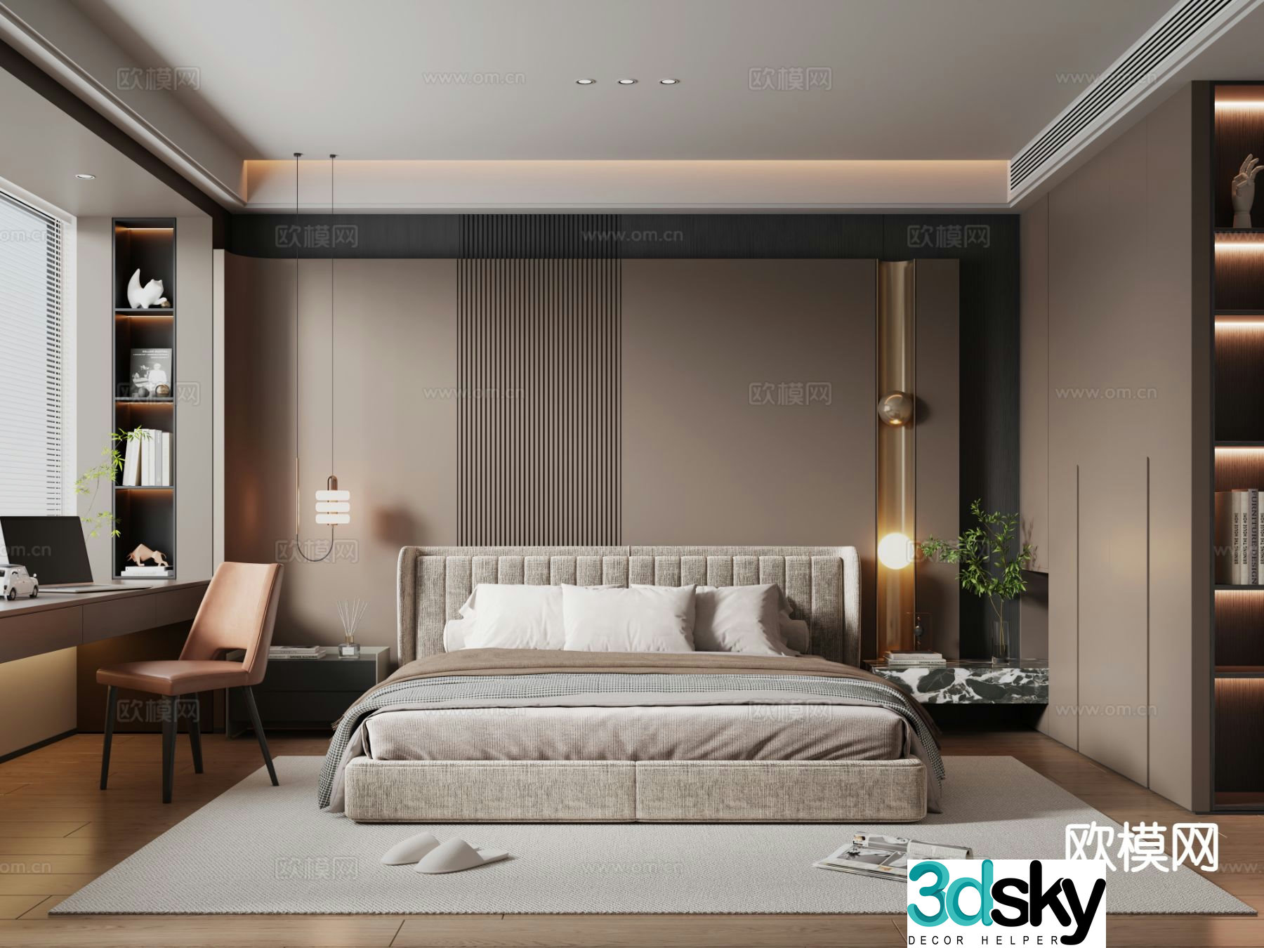 Italian style bedroom master bedroom 3d model
