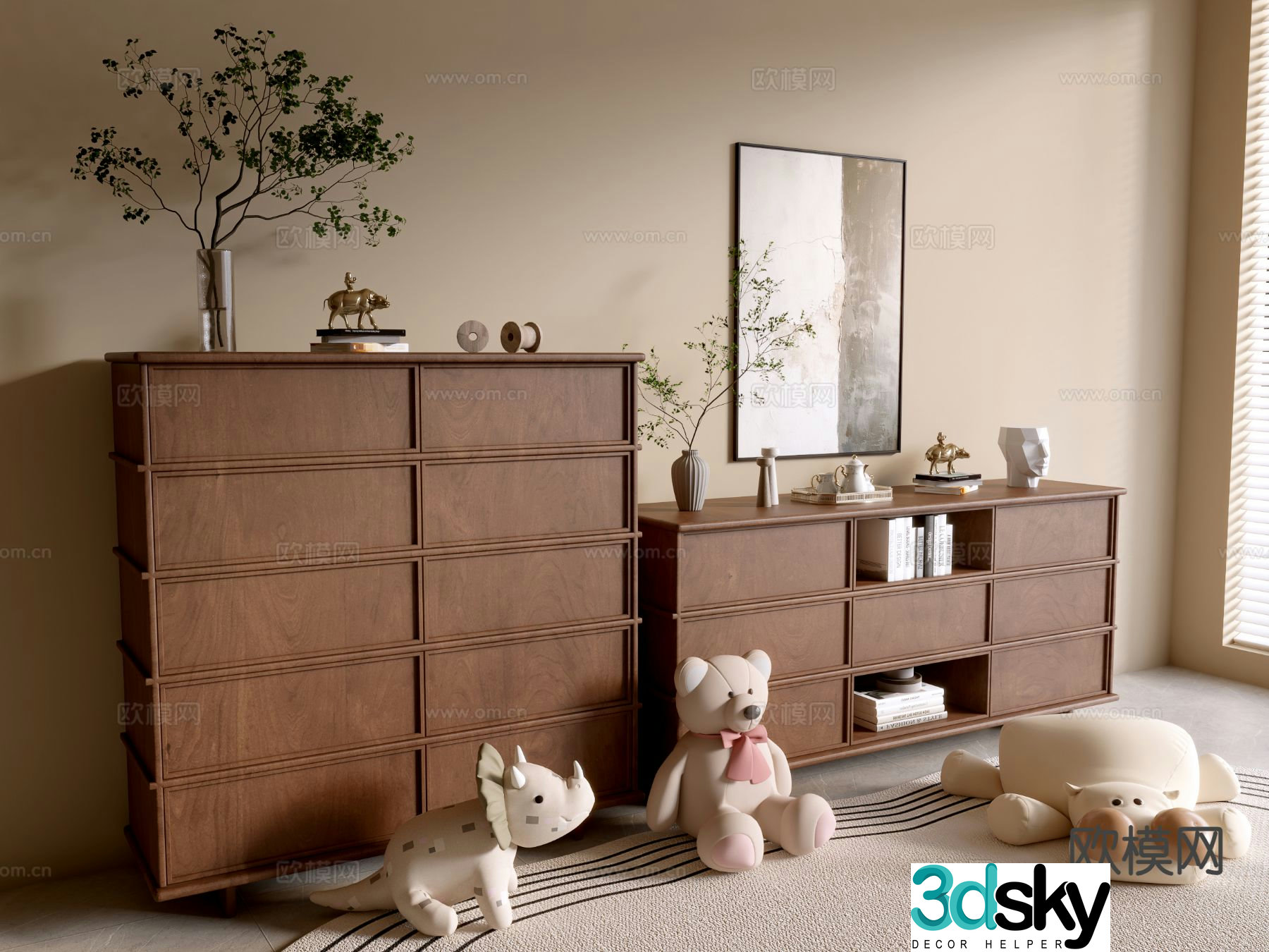 Medieval style entrance cabinet chest of drawers side cabinet chest of drawers 3D model