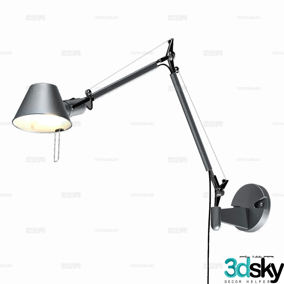 Industrial style wall lamp reading wall lamp 3d model