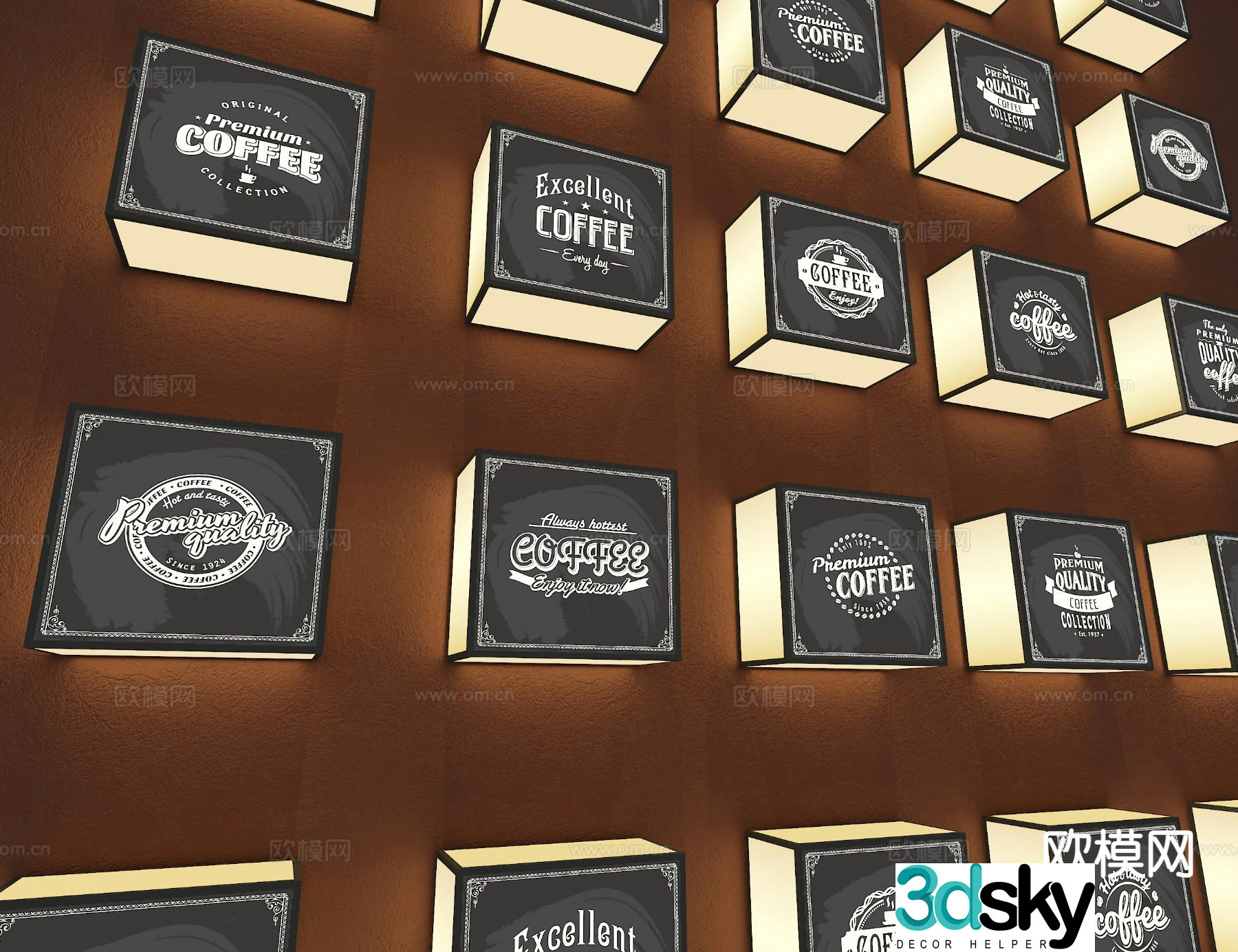Coffee shop light box advertising light box decorative light 3d model