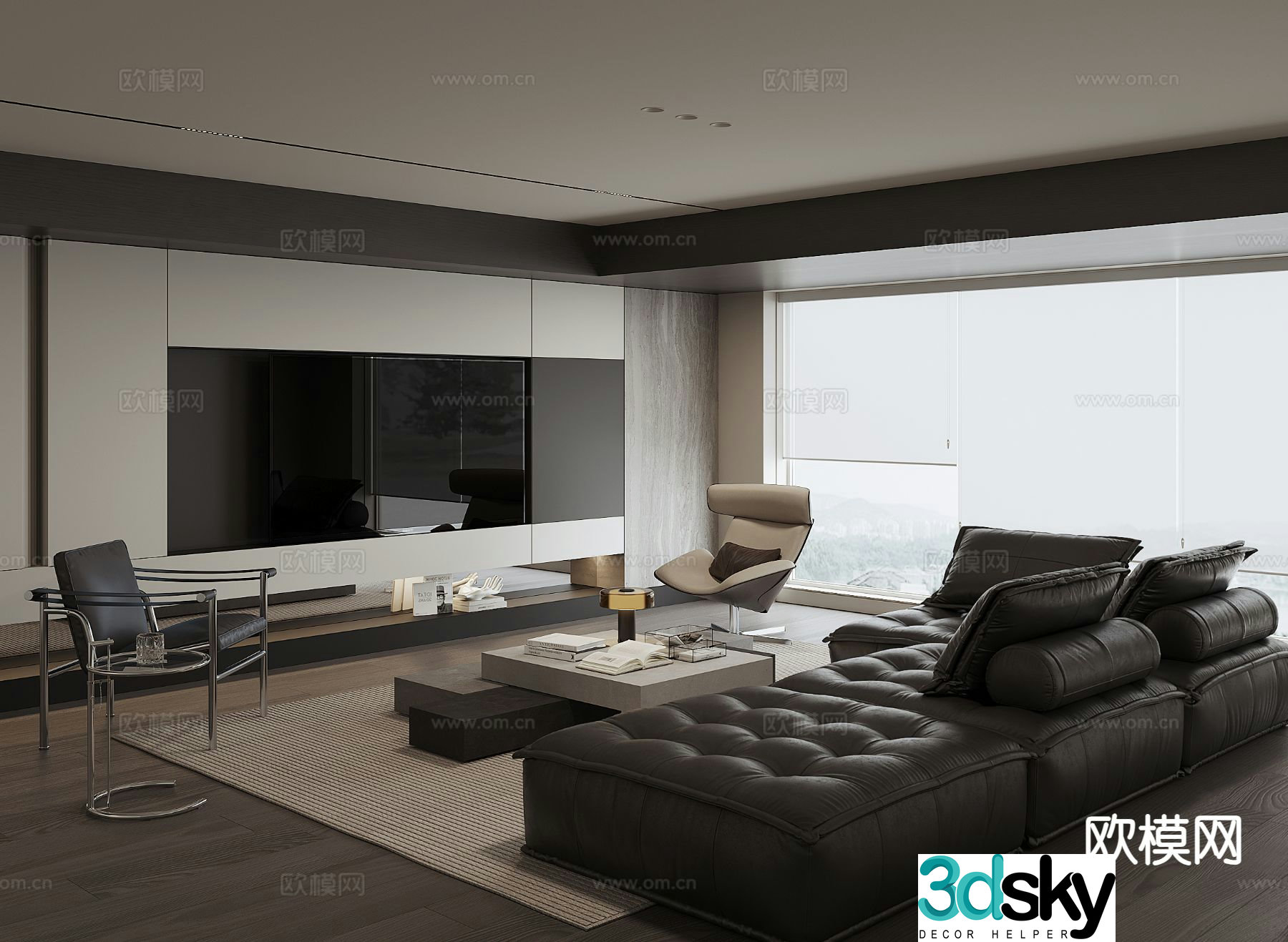 Premium gray living room 3d model
