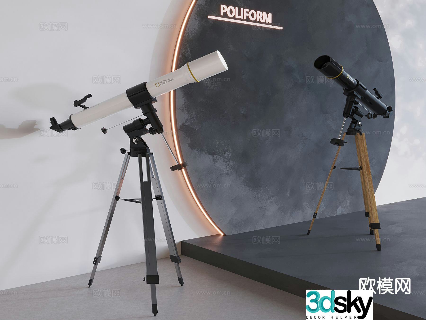 Vertical stargazing telescope astronomical telescope 3d model