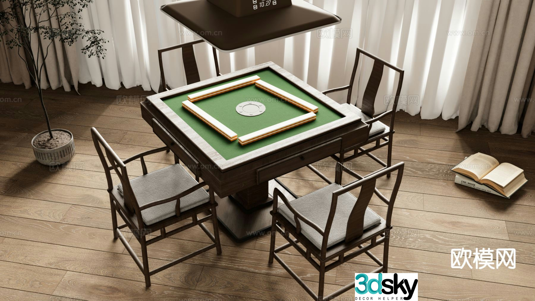 New Chinese style mahjong table entertainment table 3d model