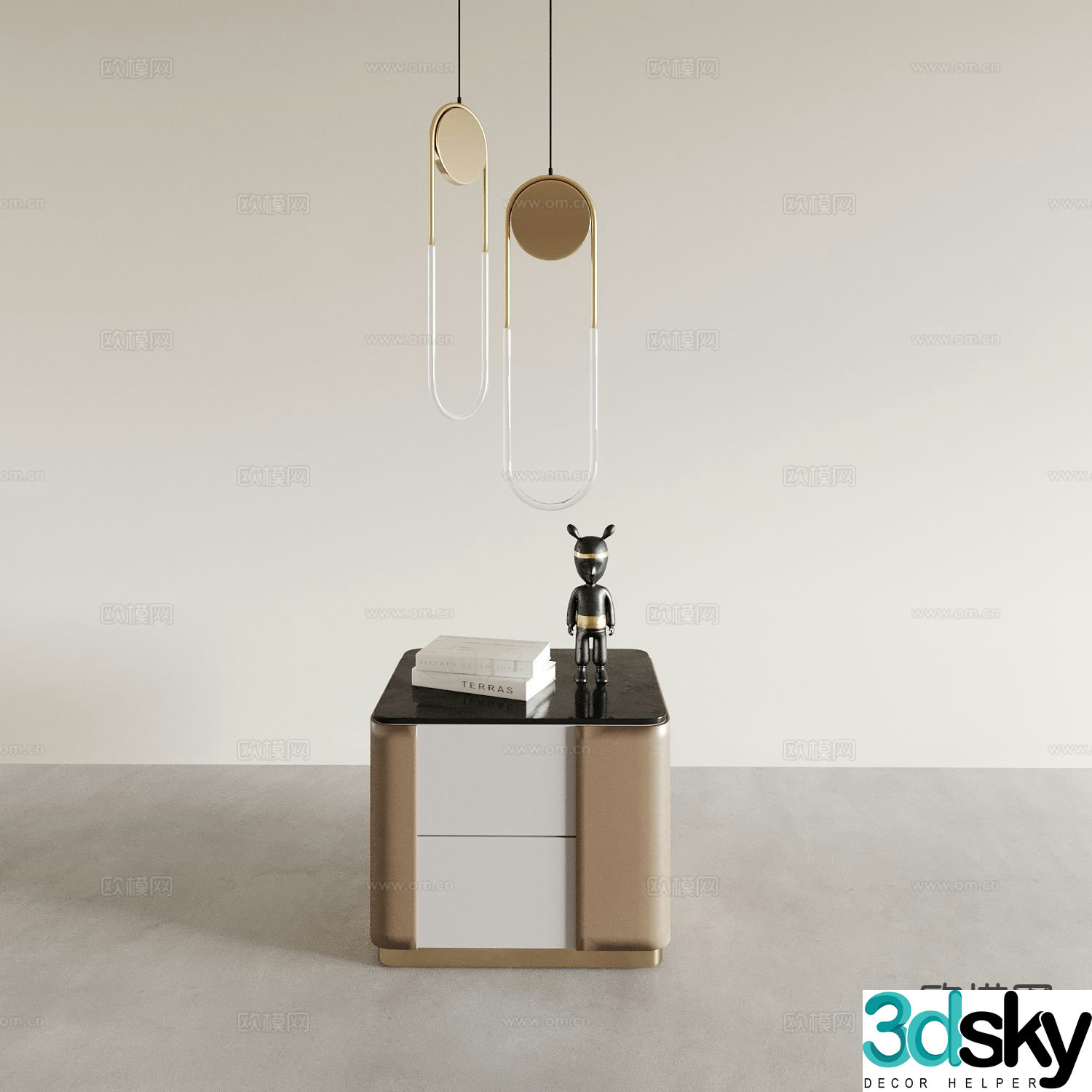 Modern bedside table standing cabinet cabinet low cabinet 3d model