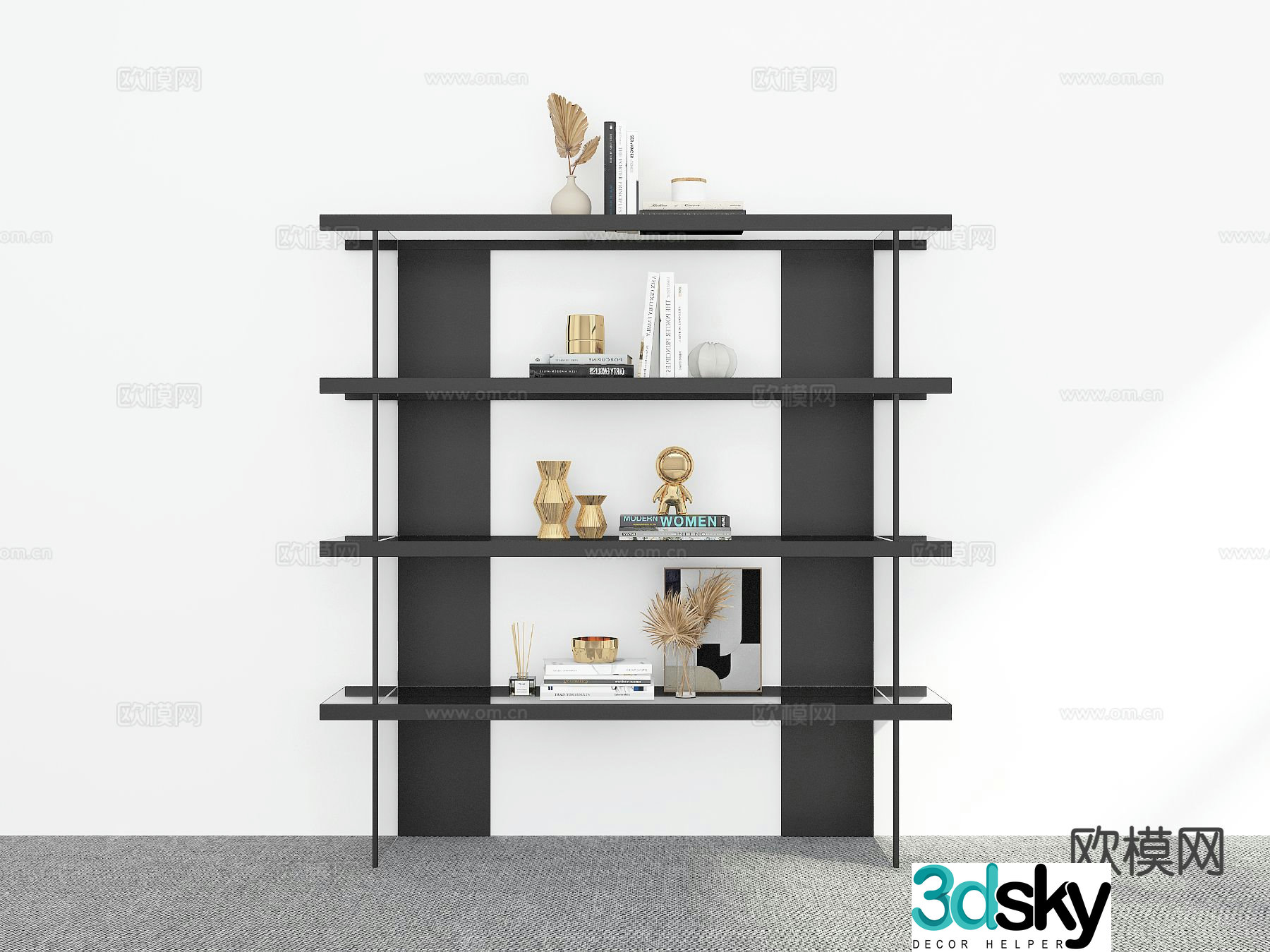 Modern bookshelf 3d model