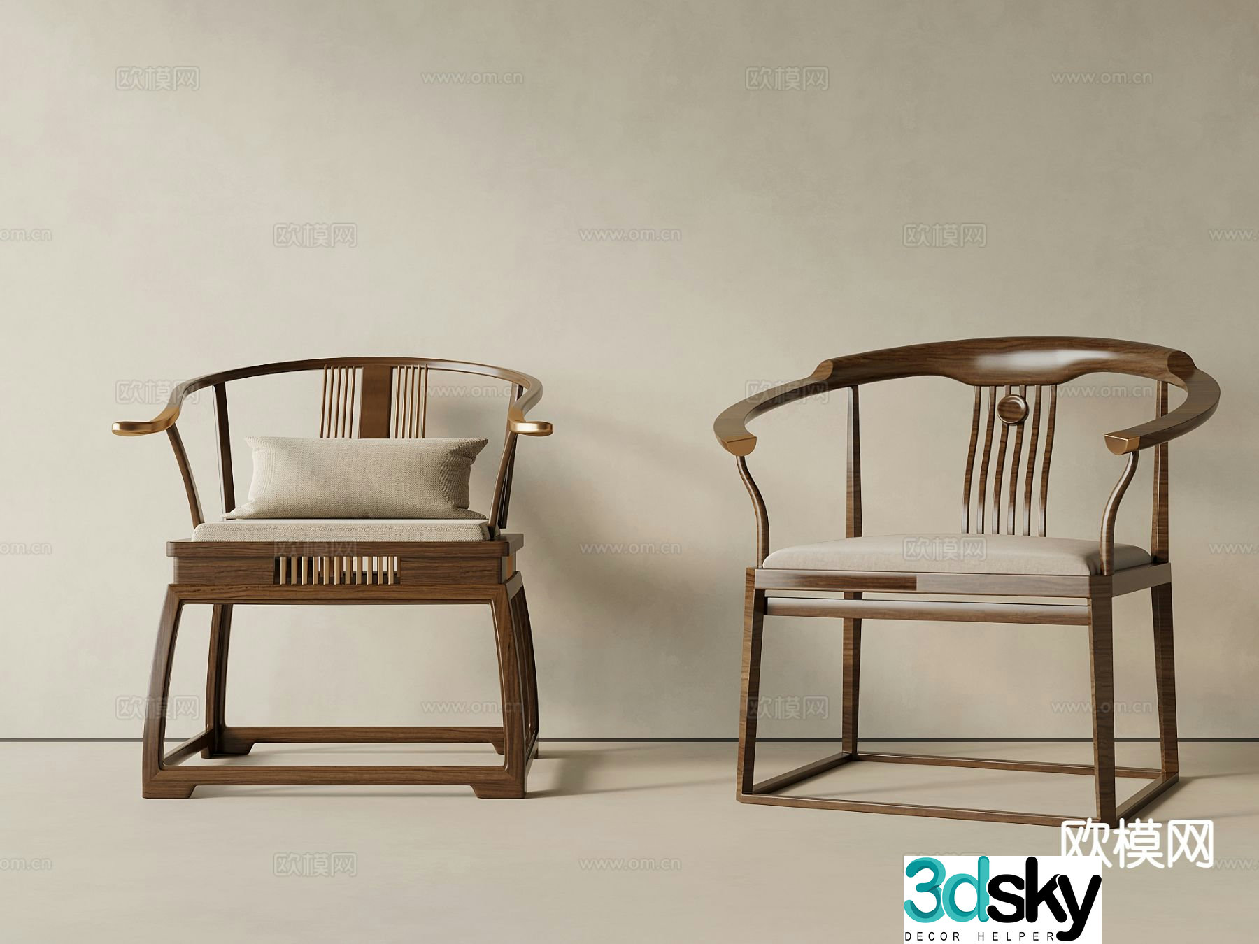New Chinese style chair arm chair Taishi chair 3d model