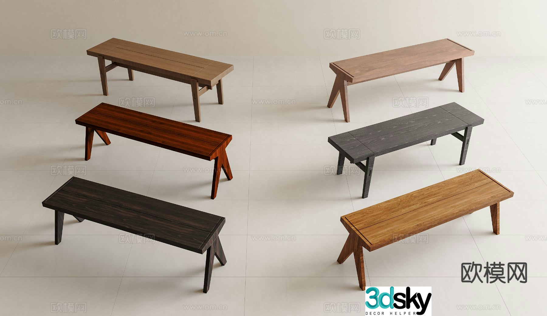 wabi-sabi stool bench bench wooden bench 3d model