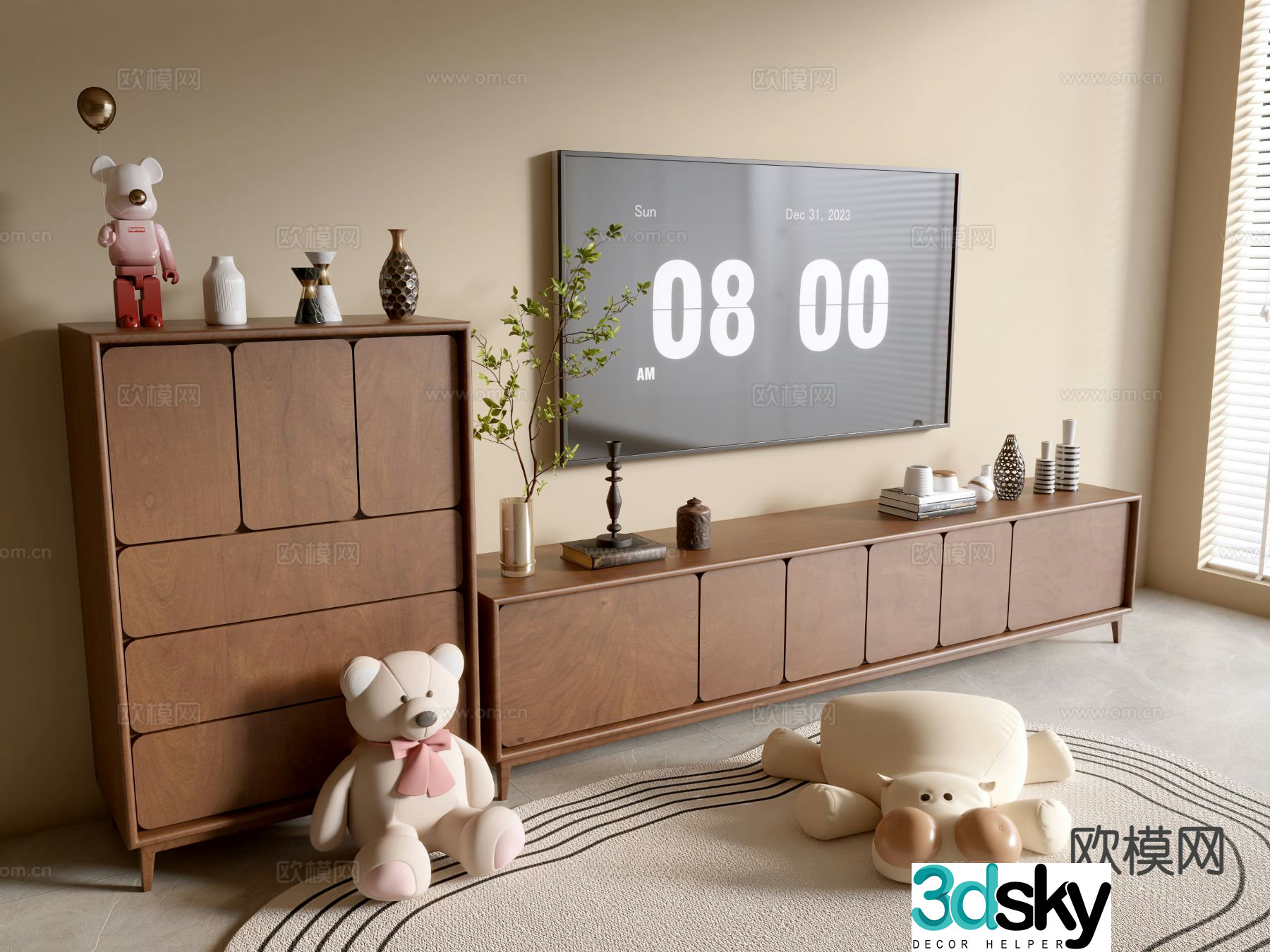 Medieval style TV cabinet 3D model