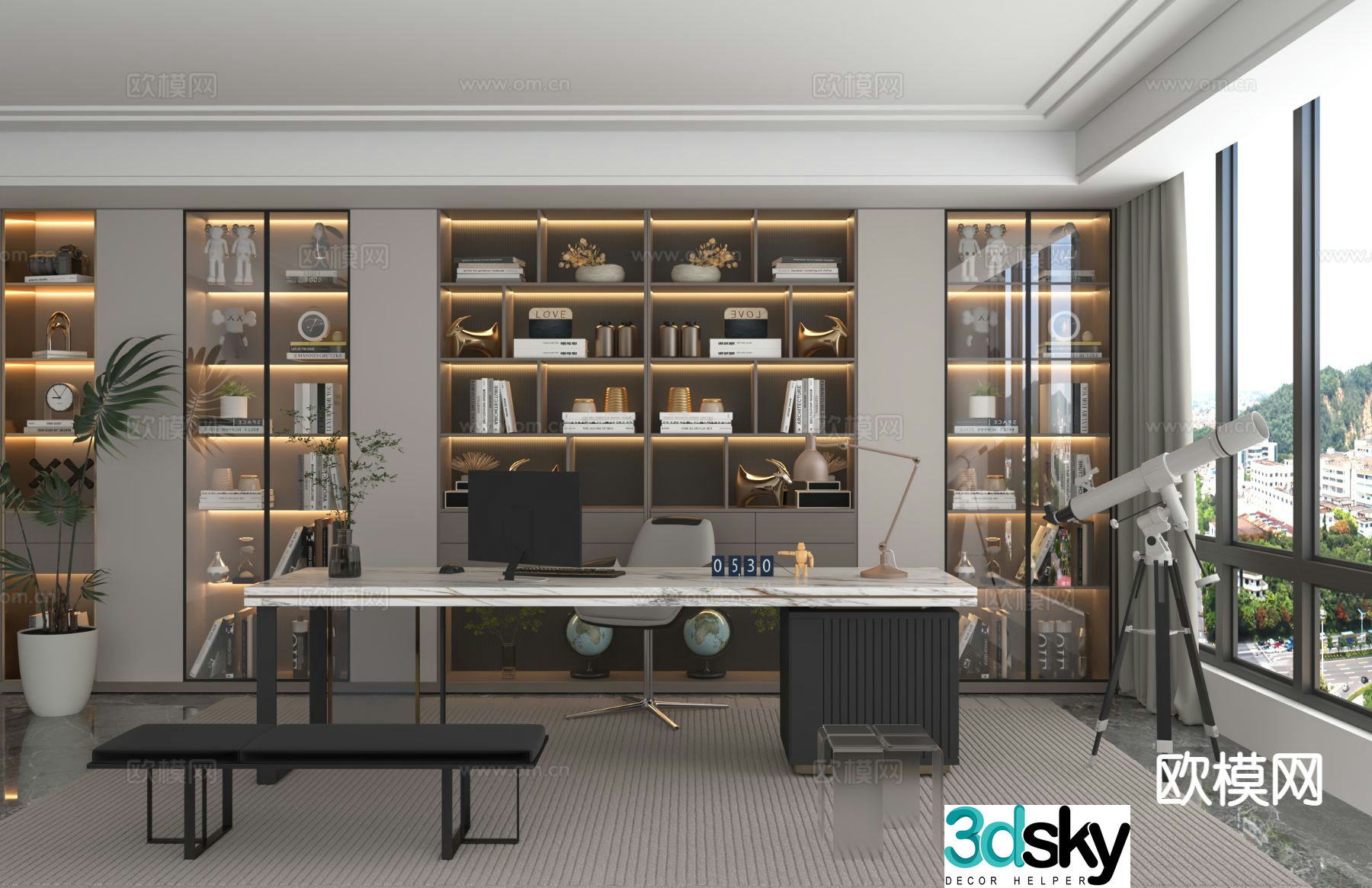 Modern study room 3d model