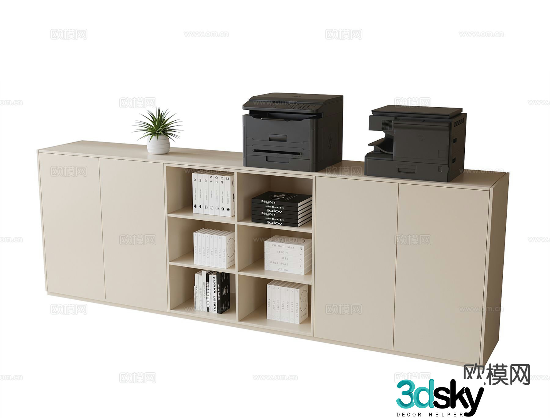 Modern filing cabinet low cabinet office cabinet 3d model