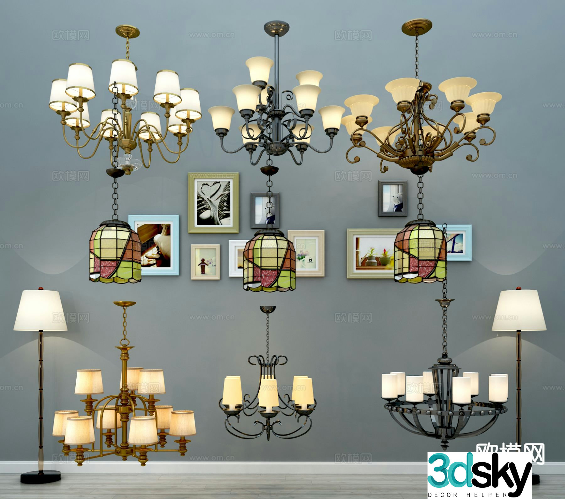 American chandelier hall chandelier 3d model