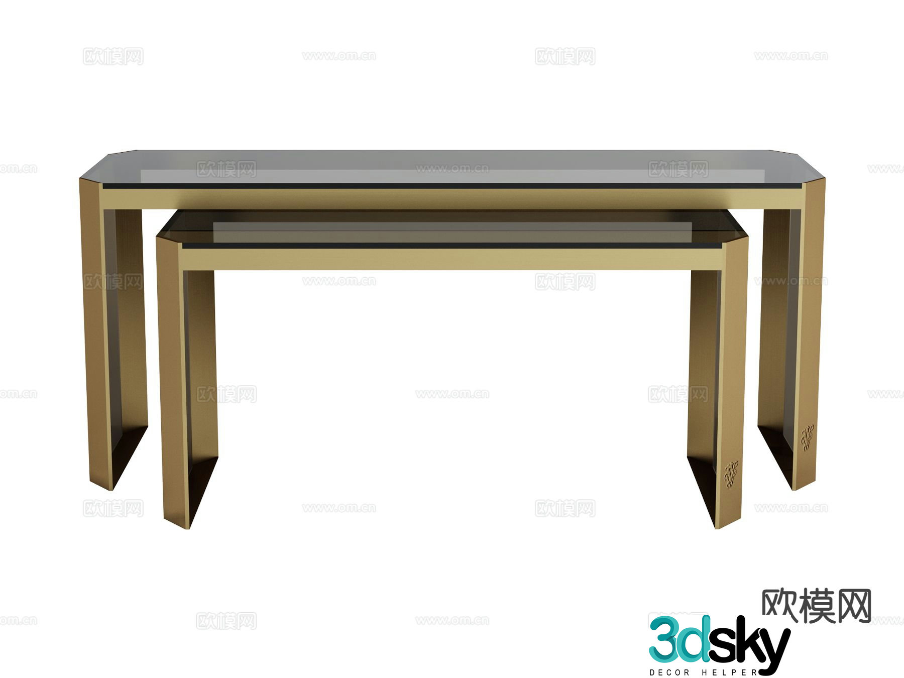 visionnaire light luxury side view table console table 3d model