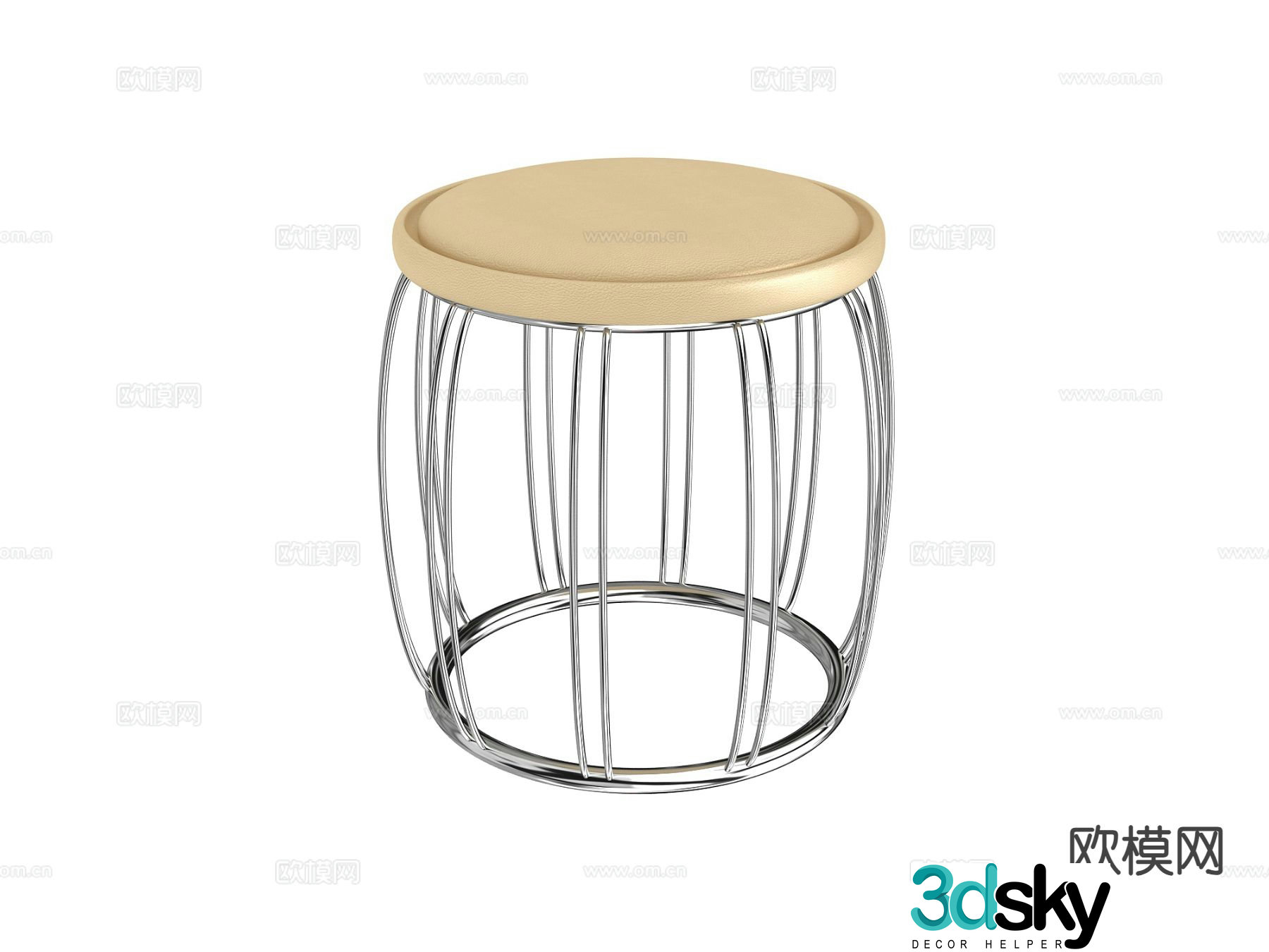 Stainless steel corner table side table round table 3D model