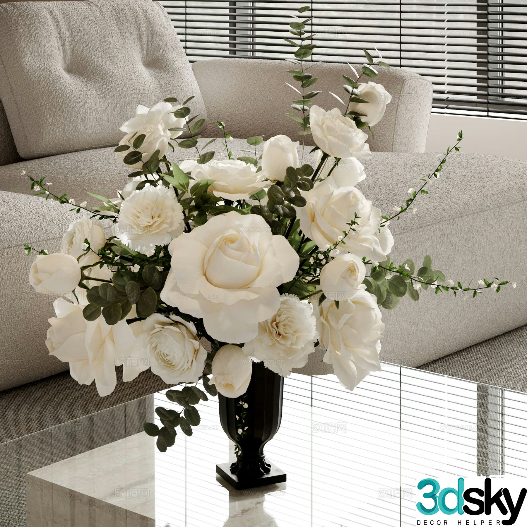 Modern floral ornaments flowers flowers vase 3d model