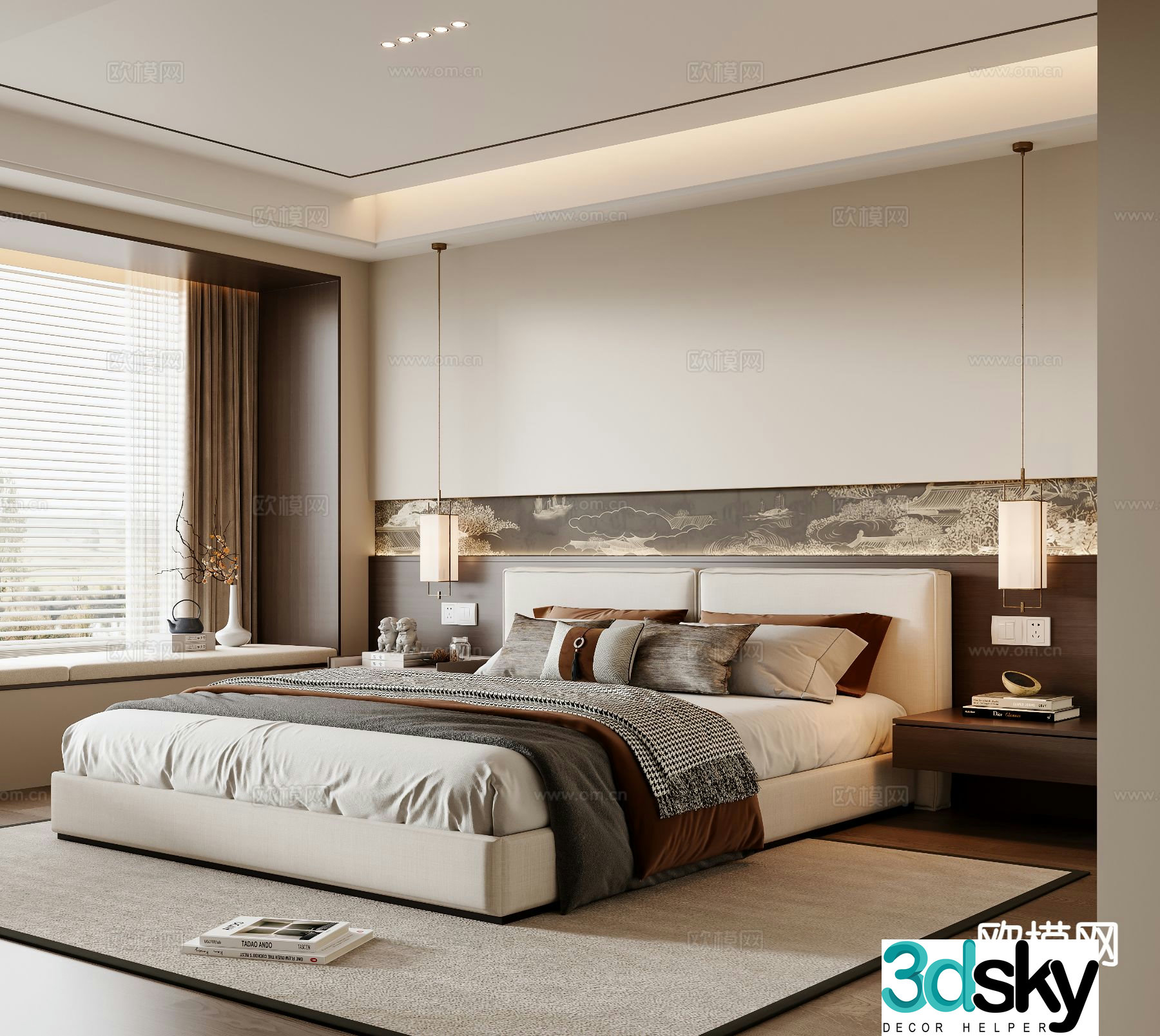 New Chinese style bedroom master bedroom 3d model