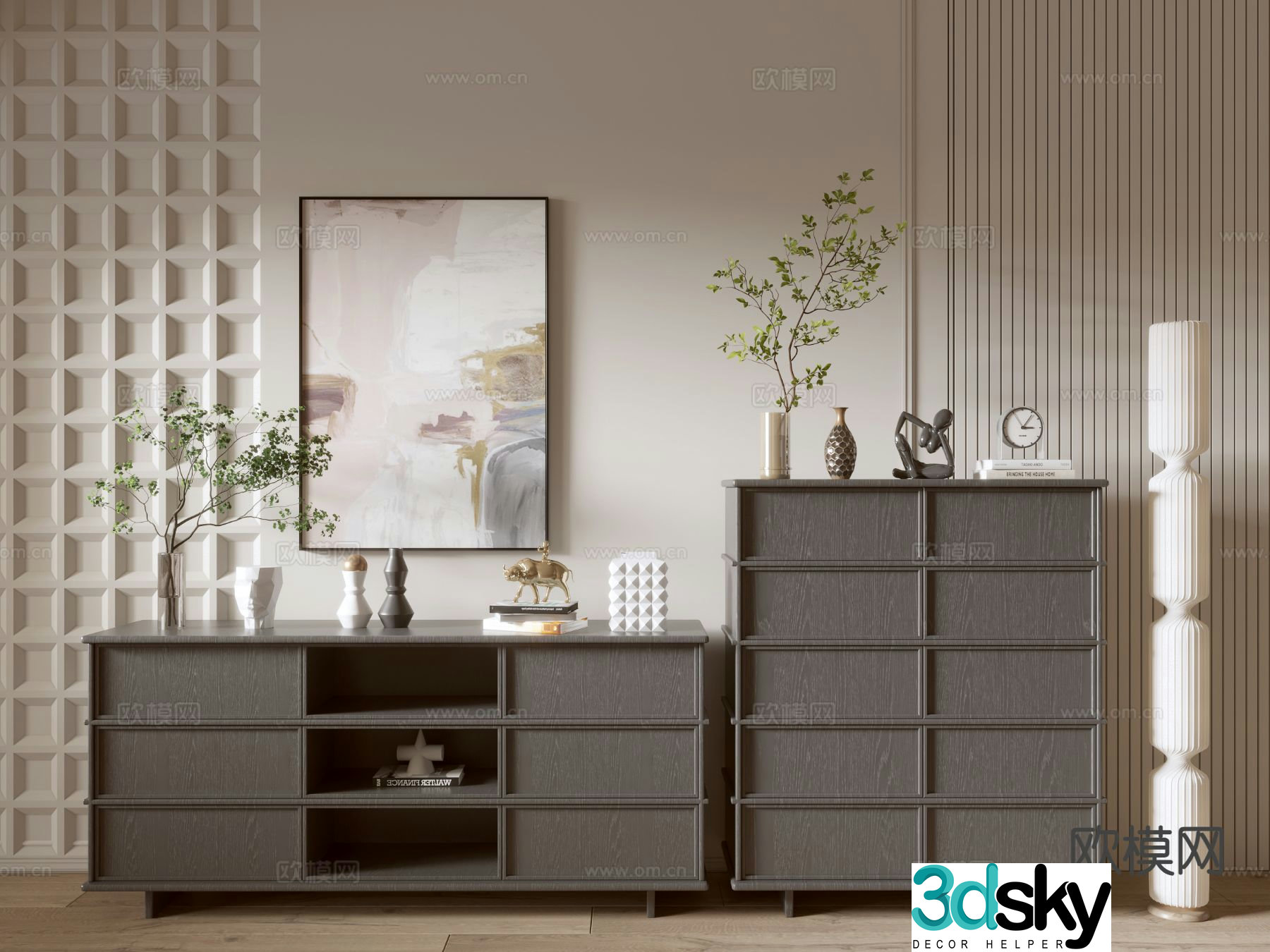 Modern Drawer Cabinet Entry Cabinet 3D Model