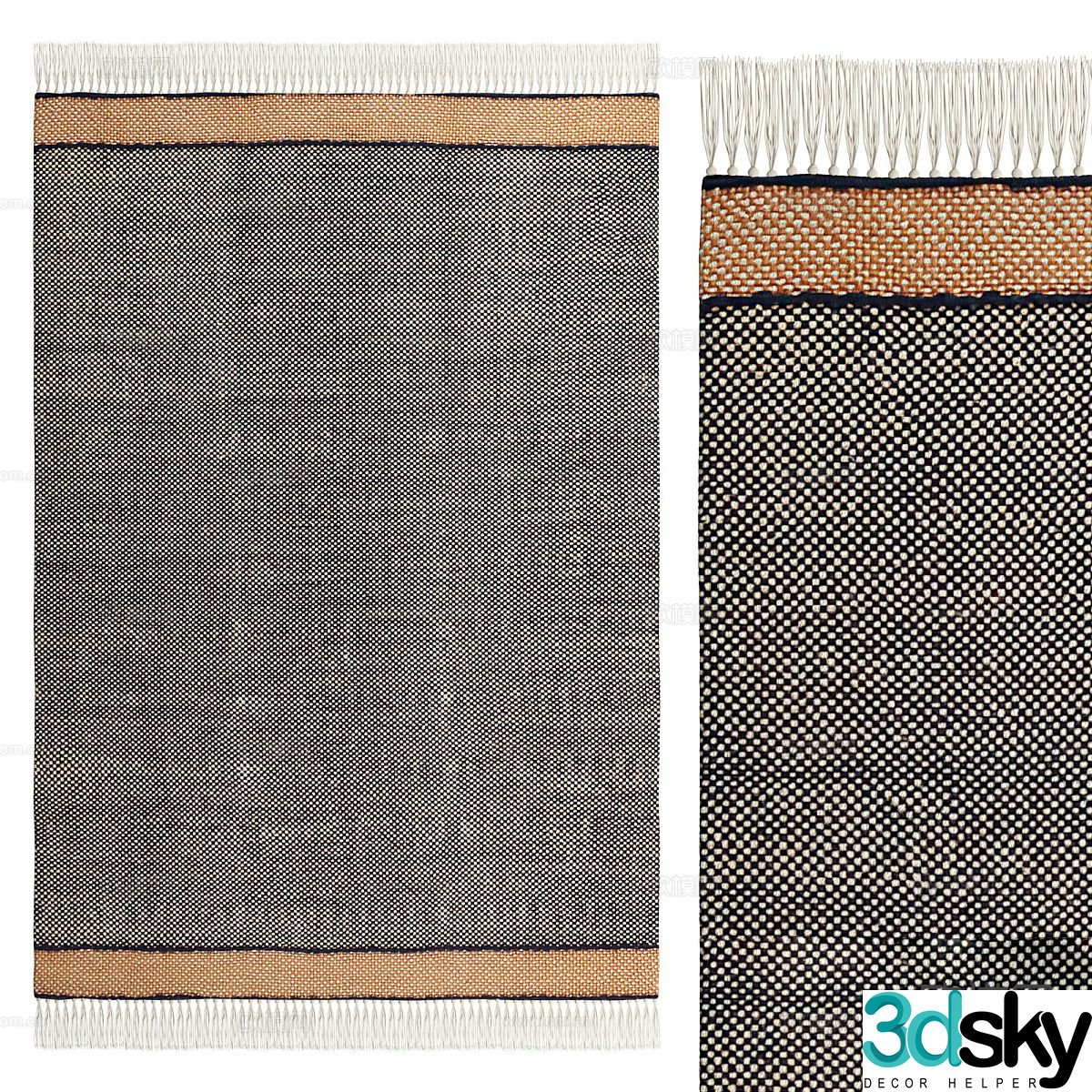 square rug tassel rug 3d model
