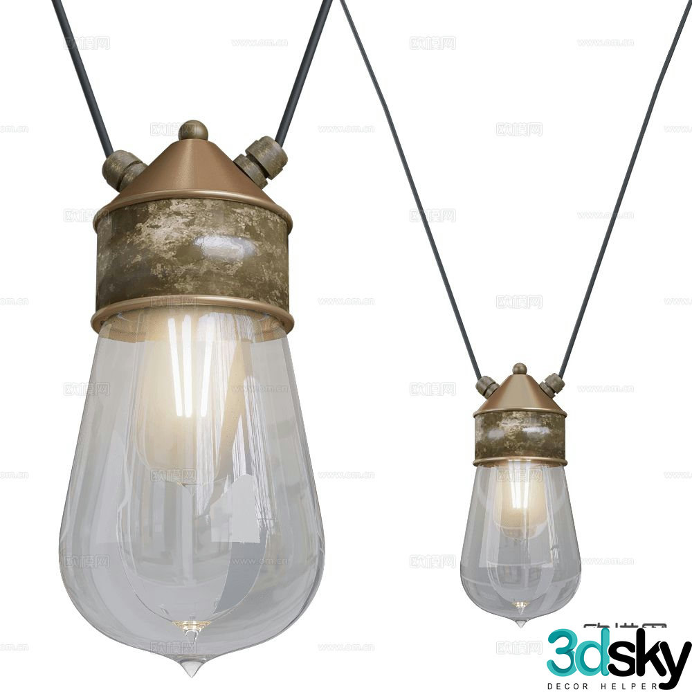 Il Fanale glass chandelier 3d model