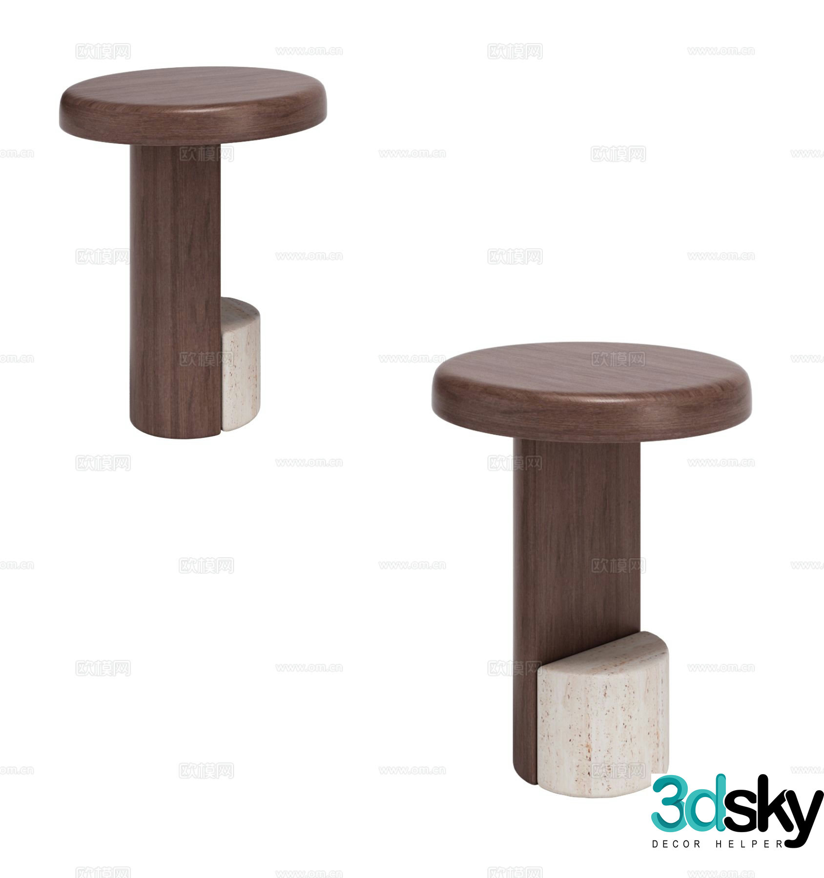 Medieval style side table round table corner table 3D model