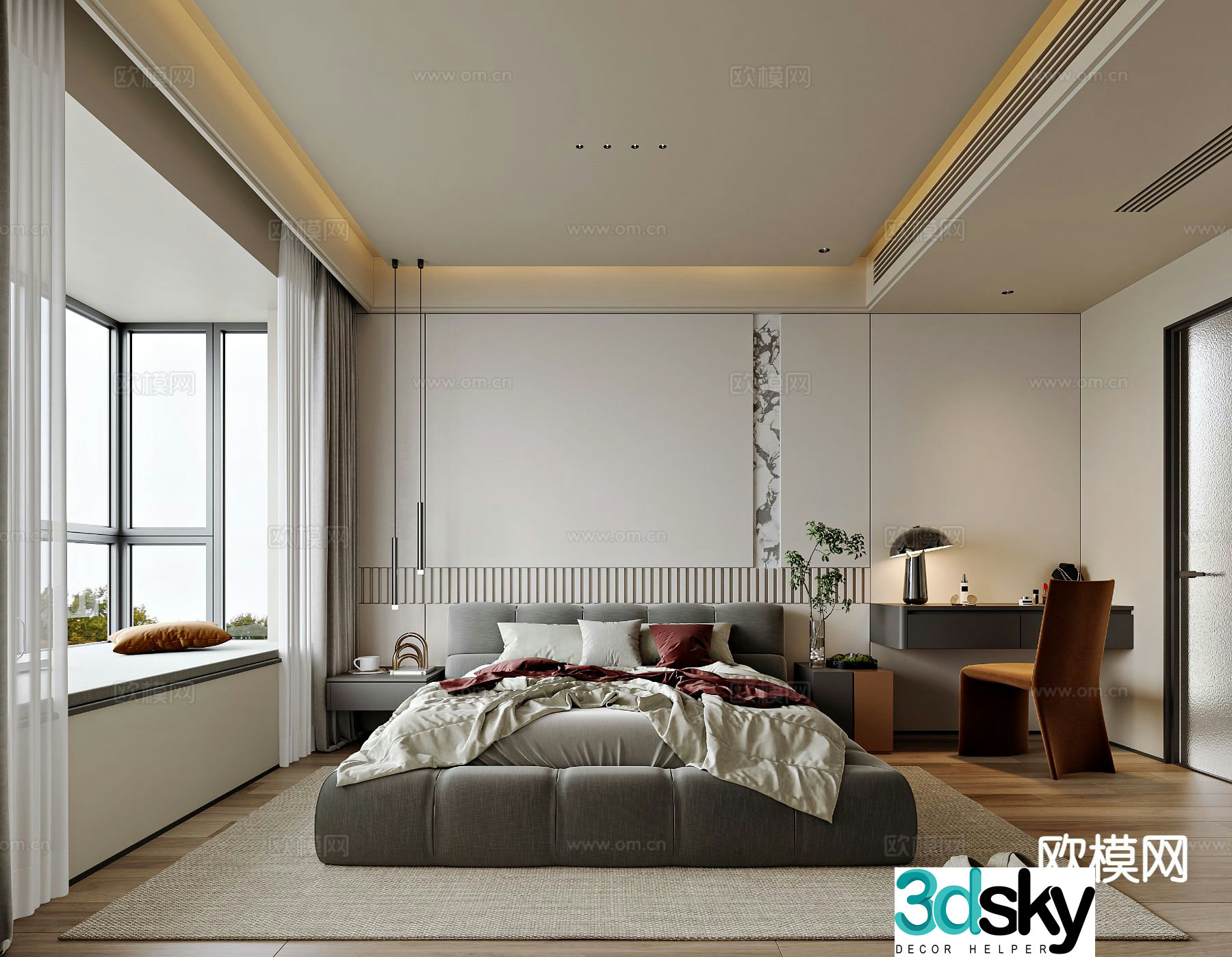 Modern bedroom master bedroom 3d model
