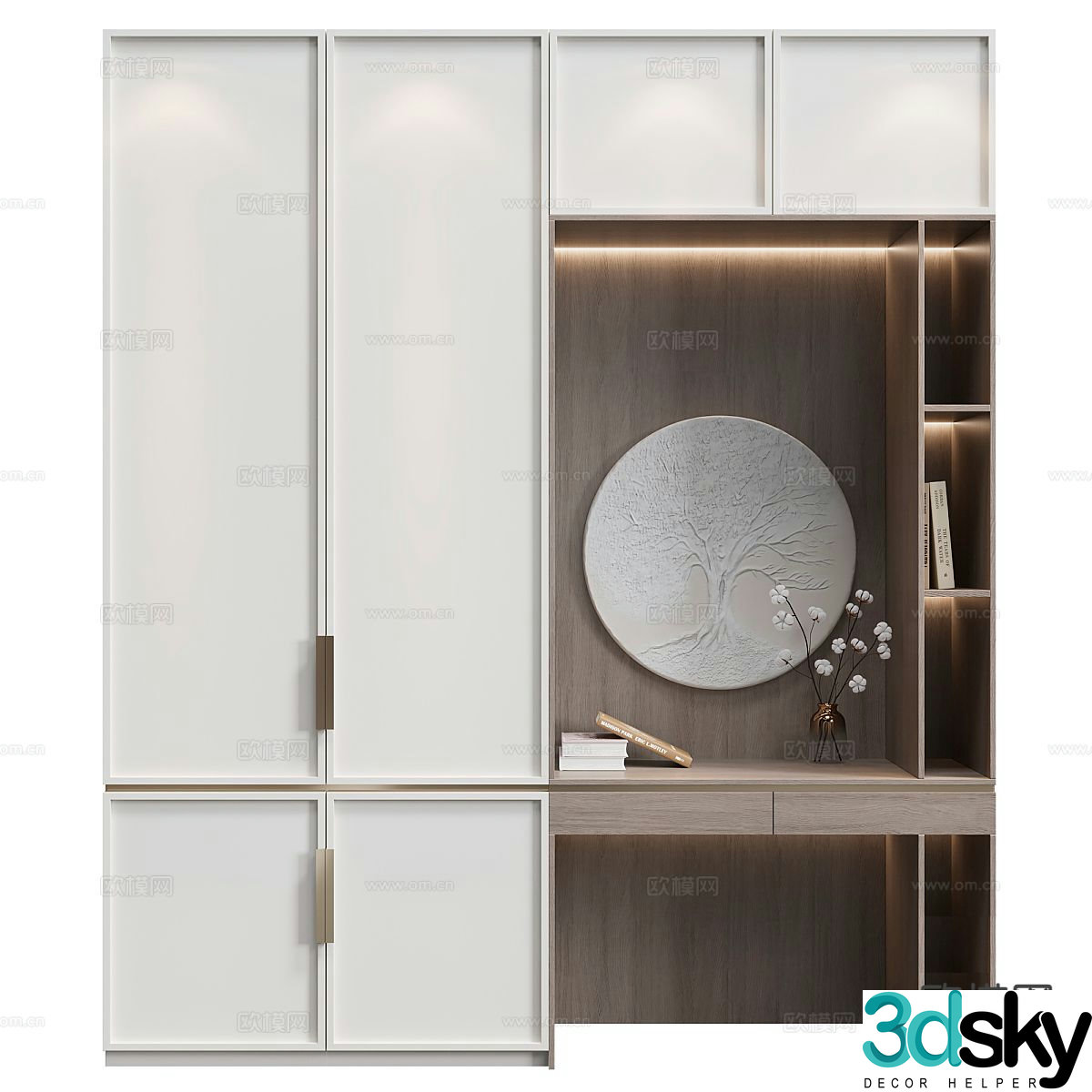 Modern wardrobe desk integrated cabinet 3d model