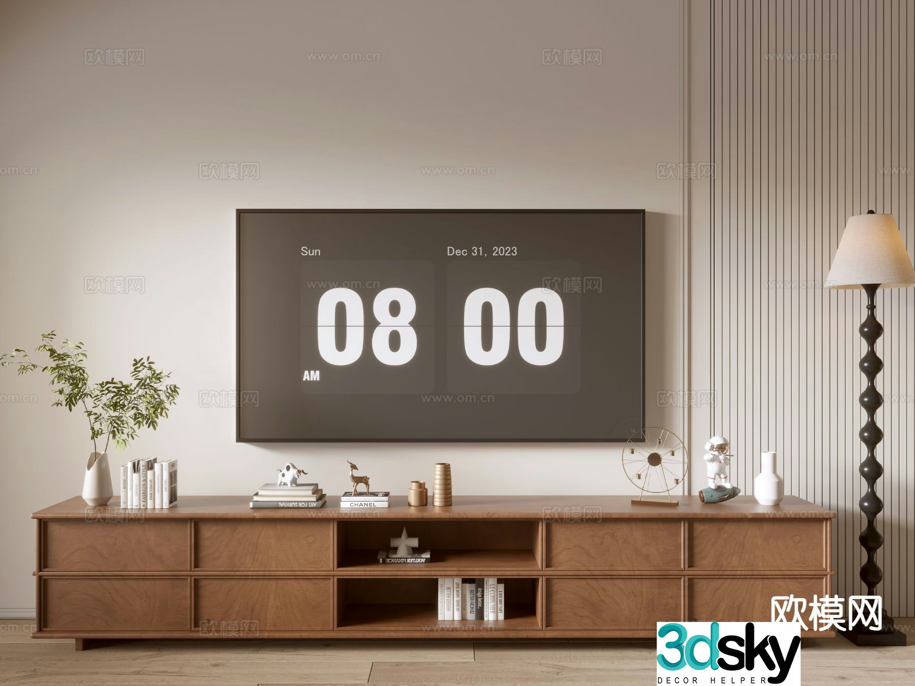 Log style TV cabinet 3D model
