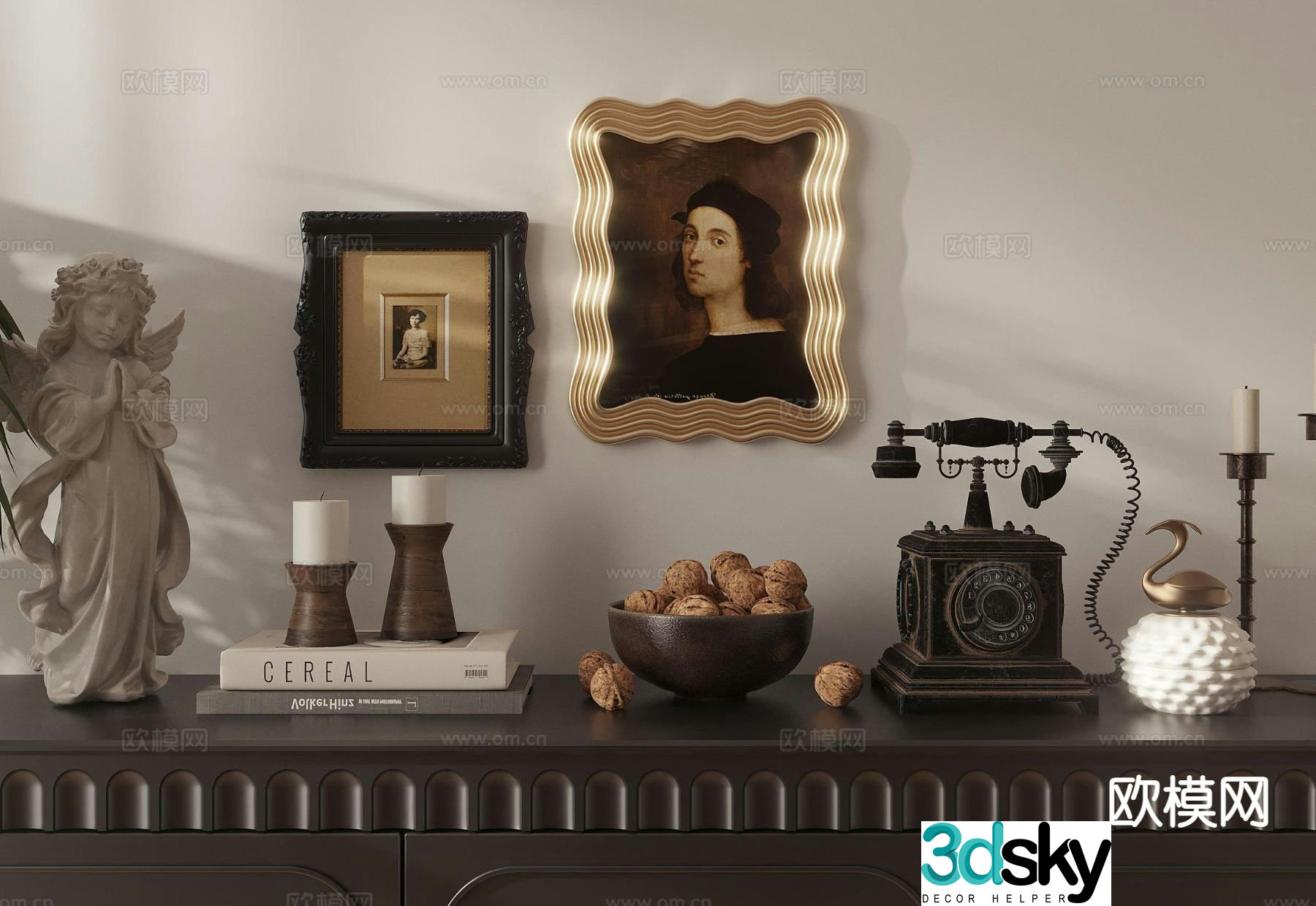 European classical decorations ornaments furnishings 3D model