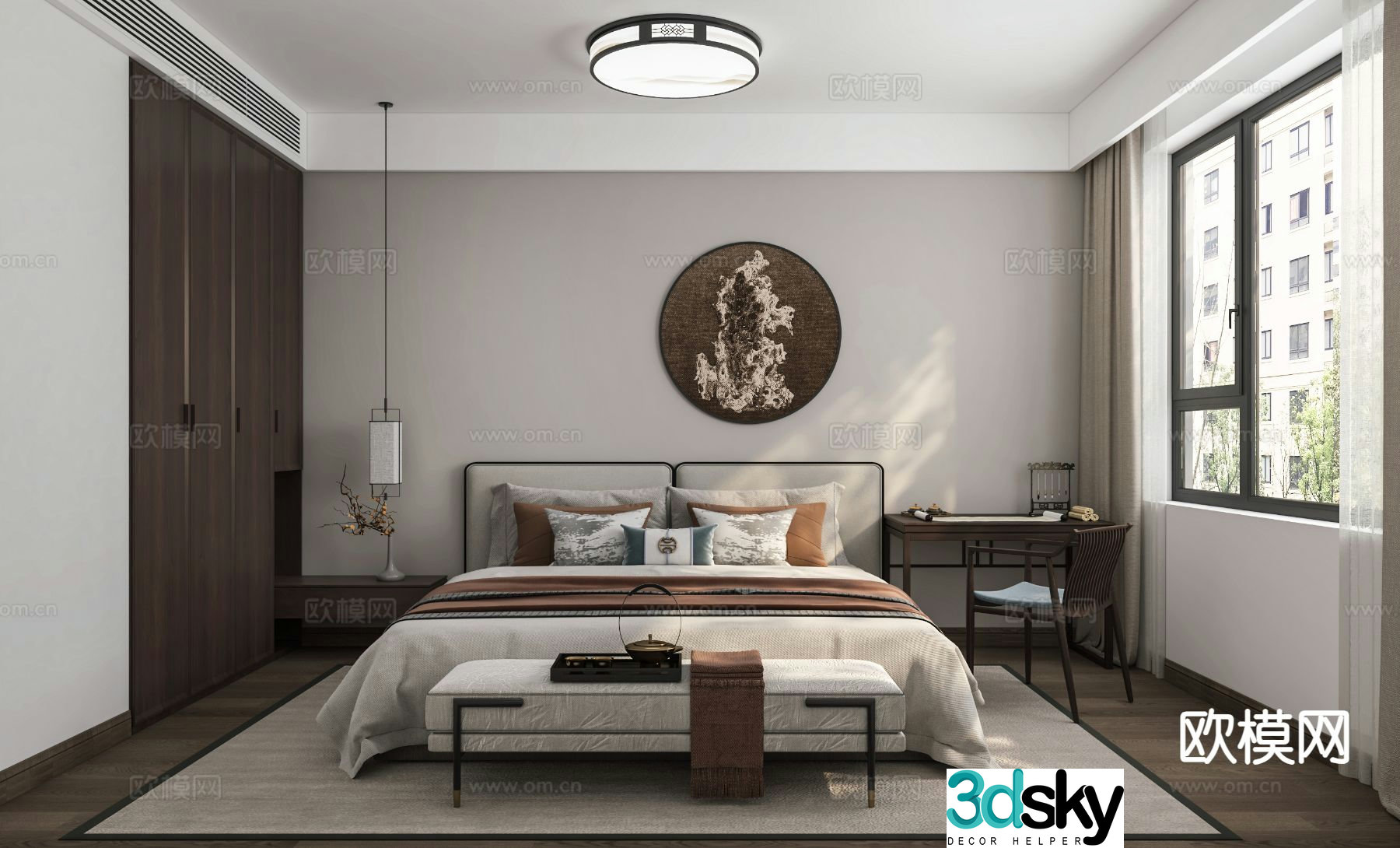 New Chinese style bedroom master bedroom 3d model