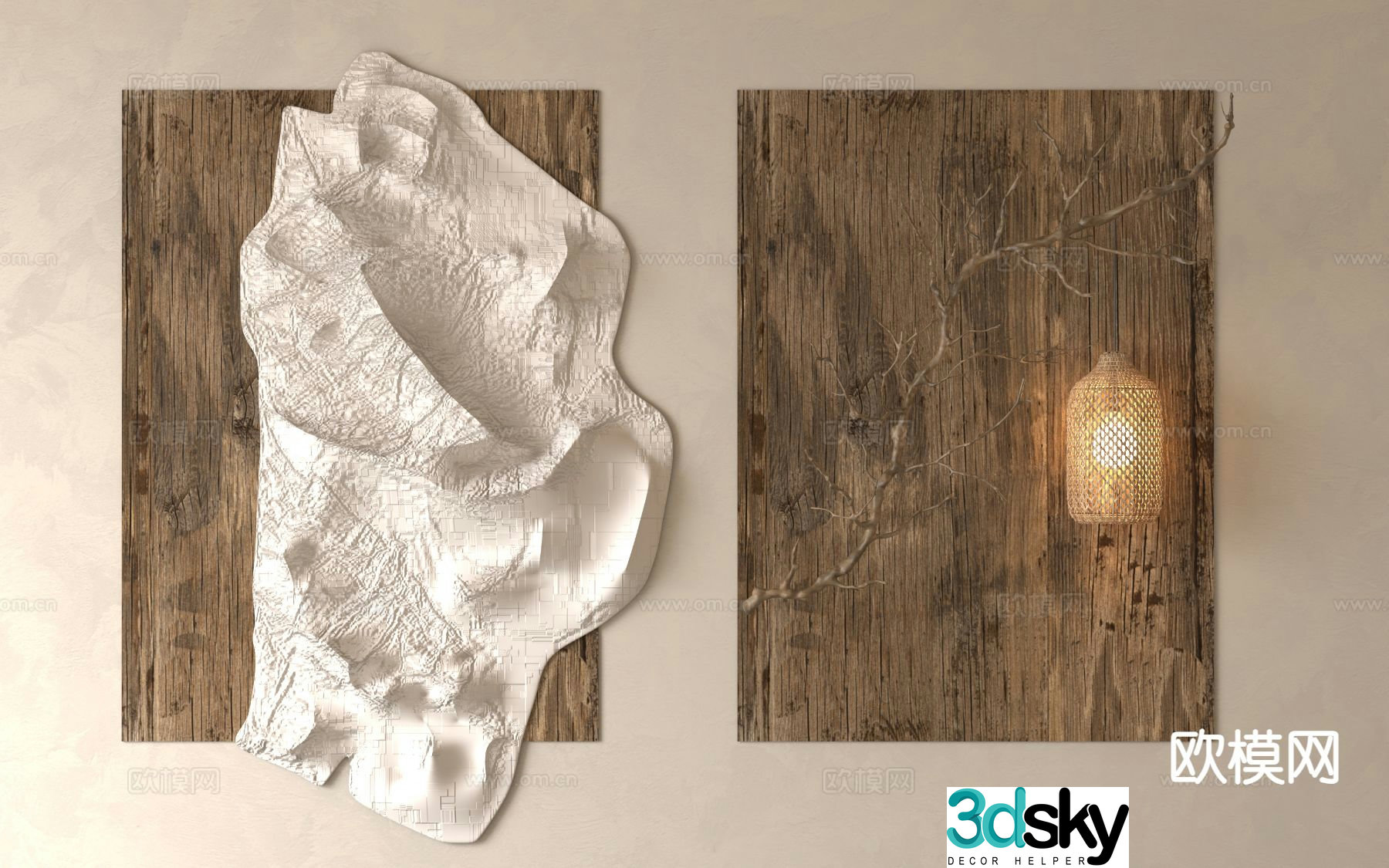 Wabi-sabi wall decoration pendant 3d model