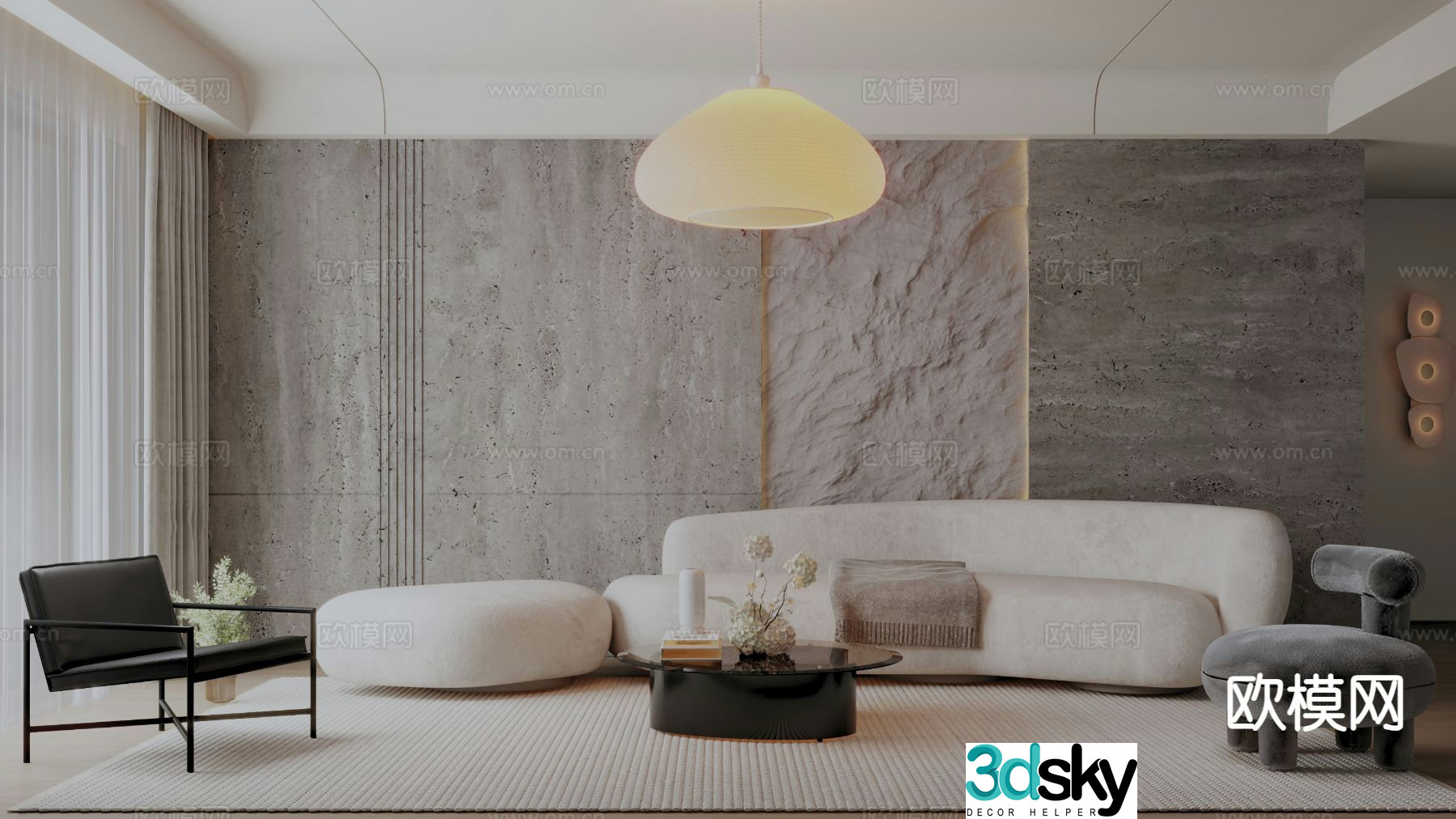 Wabi-sabi living room 3d model