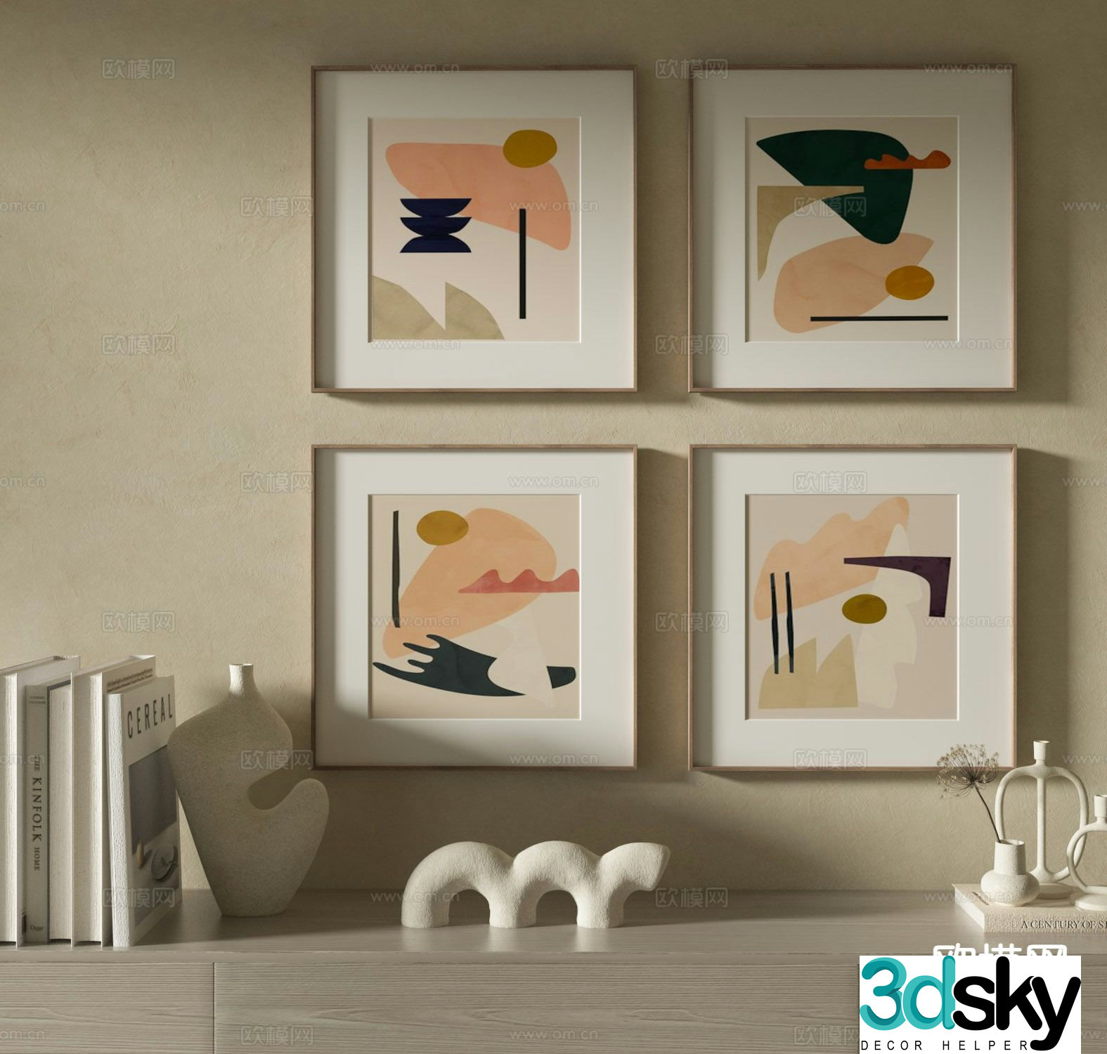 Nordic decorative painting art painting hanging painting 3d model
