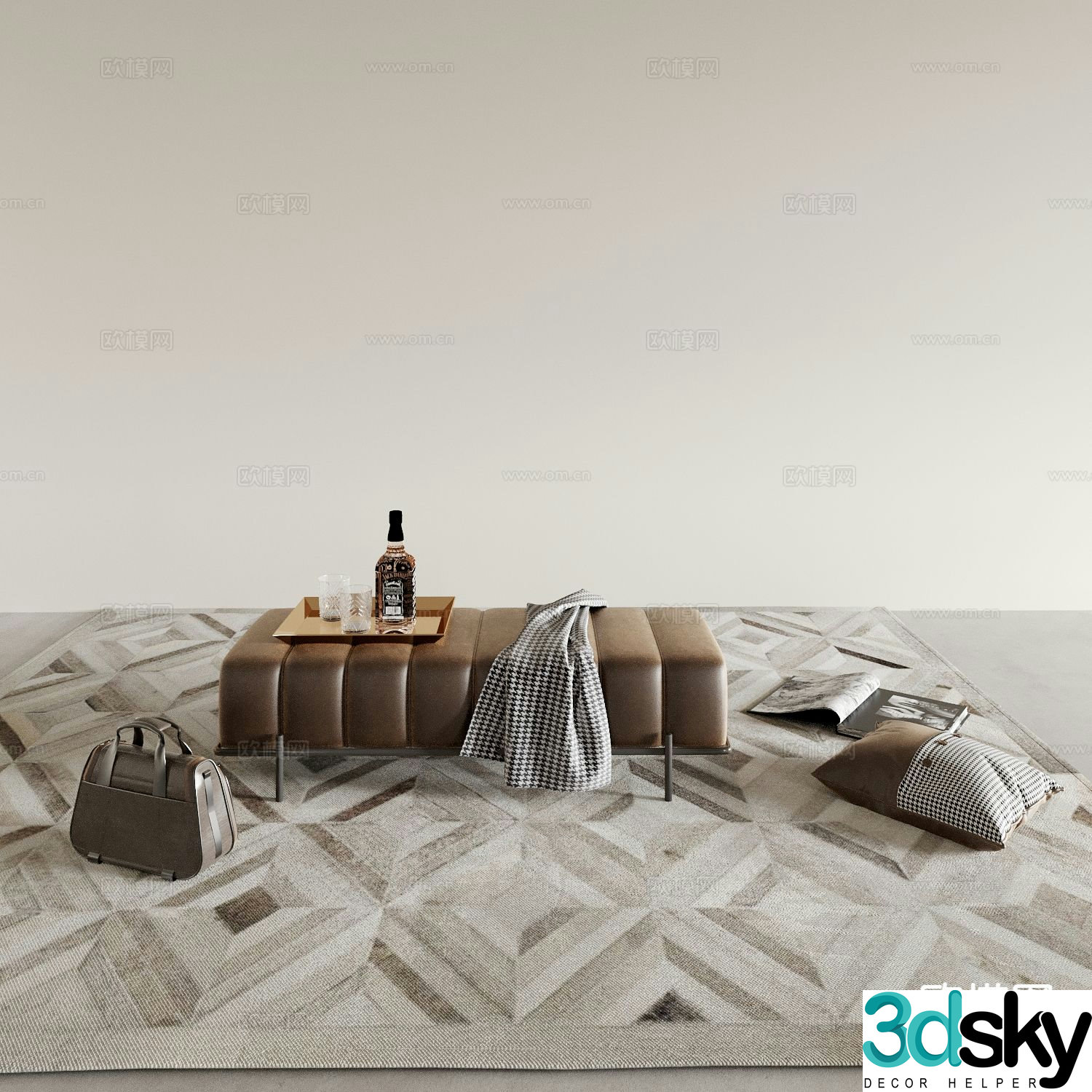 Modern stool sofa stool shoe changing stool 3D model