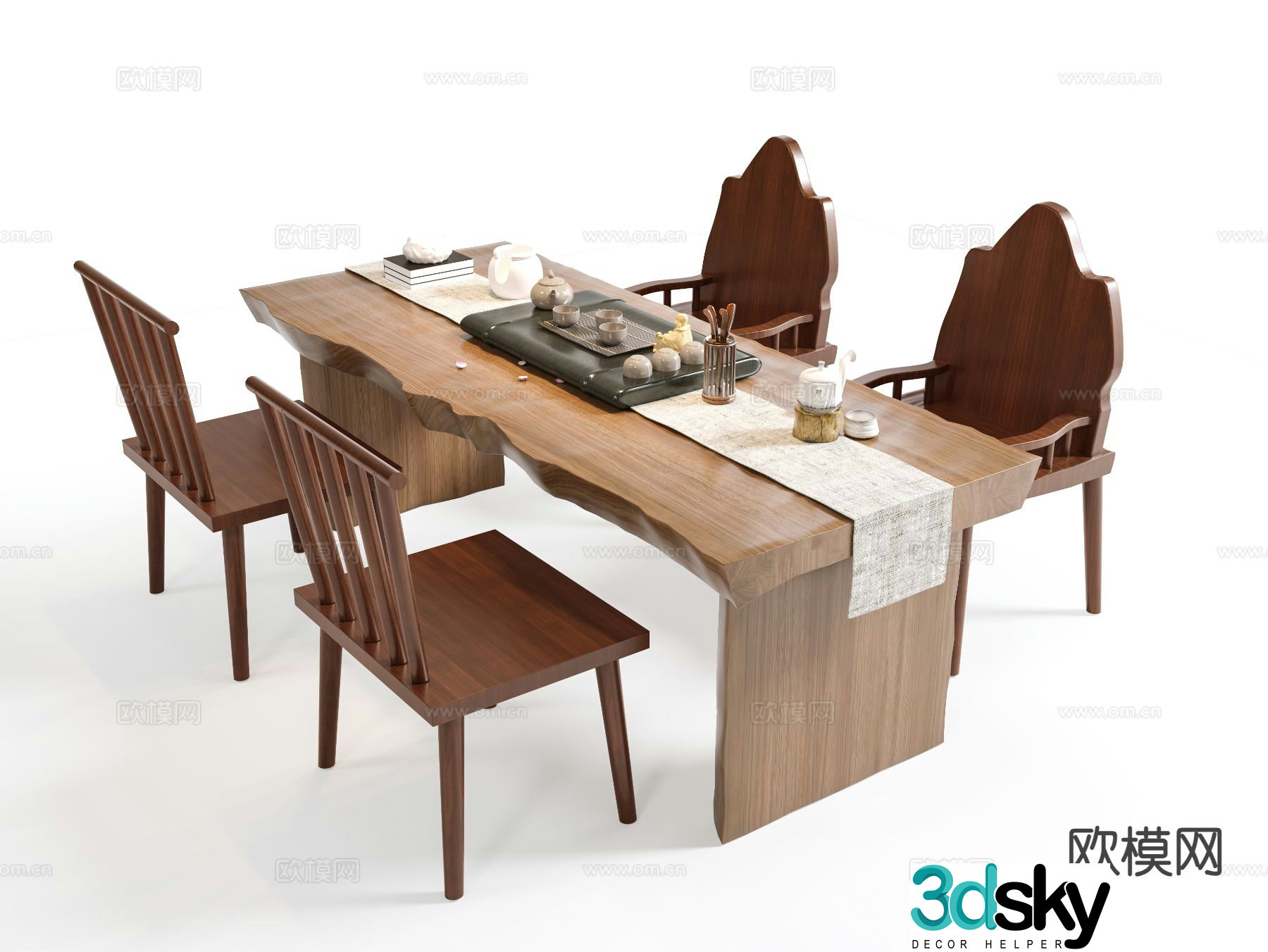 New Chinese style tea table tea table 3d model