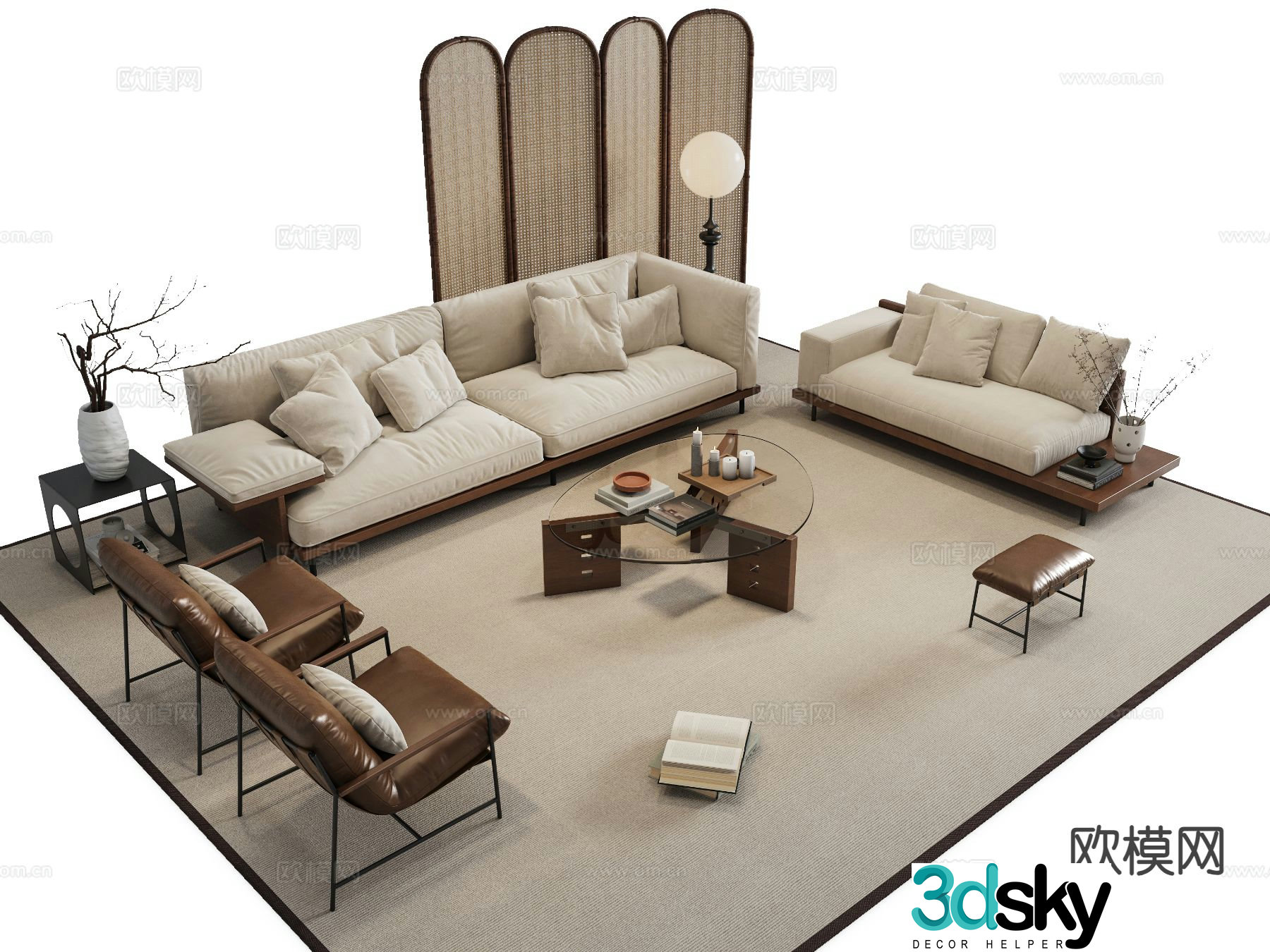 Medieval style modular sofa 3D model
