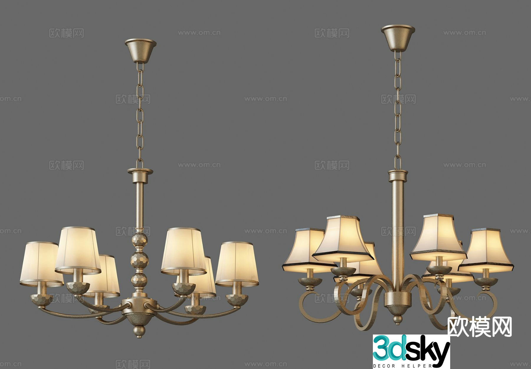 Simple European chandelier art chandelier 3d model