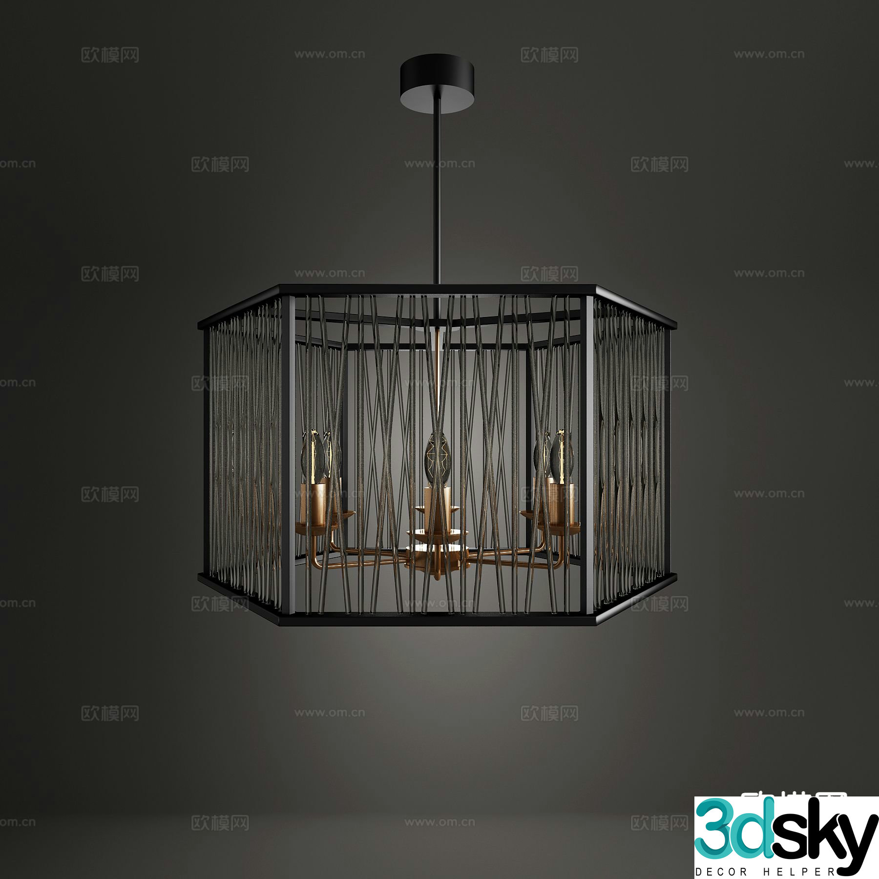 Industrial style chandelier restaurant chandelier 3d model