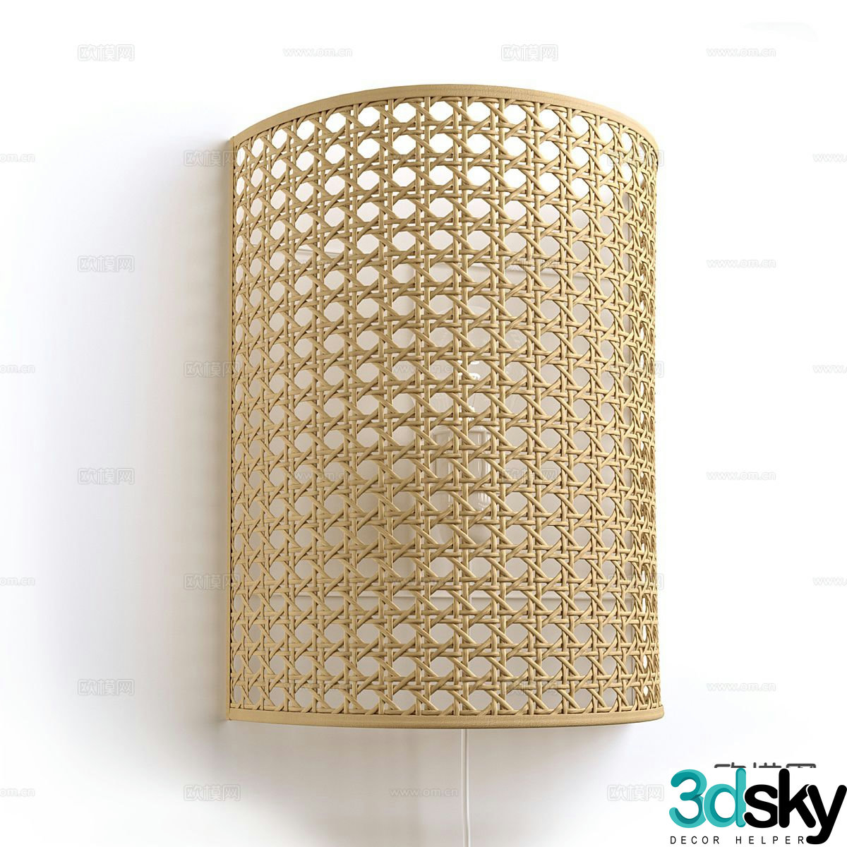 Rattan wall lamp 3d model