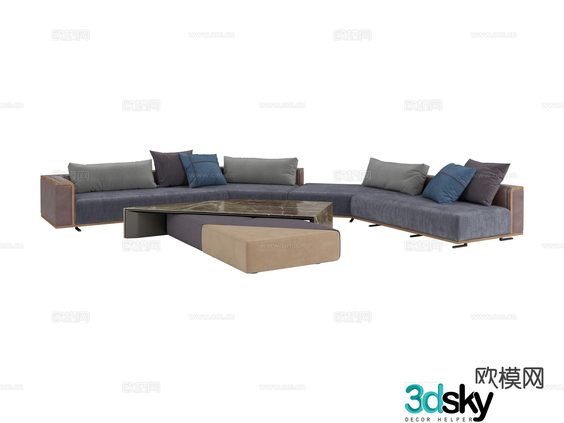 visionnaire italian multi-seat sofa 3d model