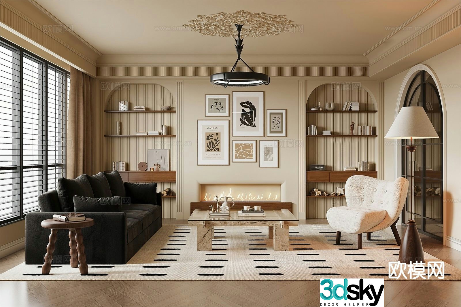 Medieval style living room 3D model