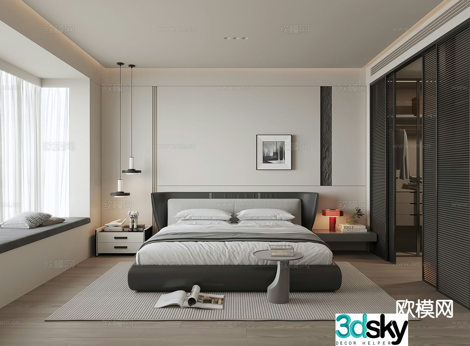 Modern bedroom master bedroom 3d model